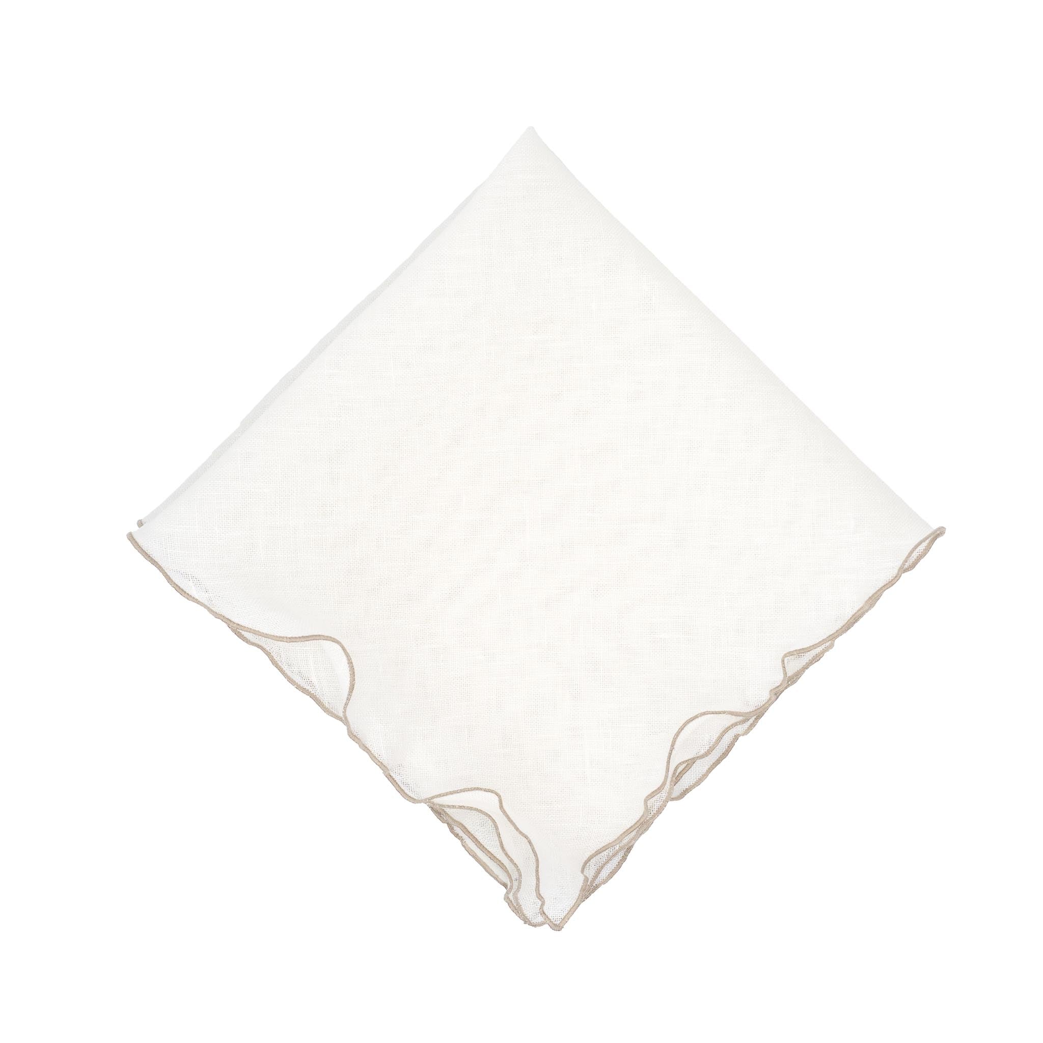 Handmade linen napkins with khaki ruffled edges, ideal for versatile use in both casual and upscale gatherings.