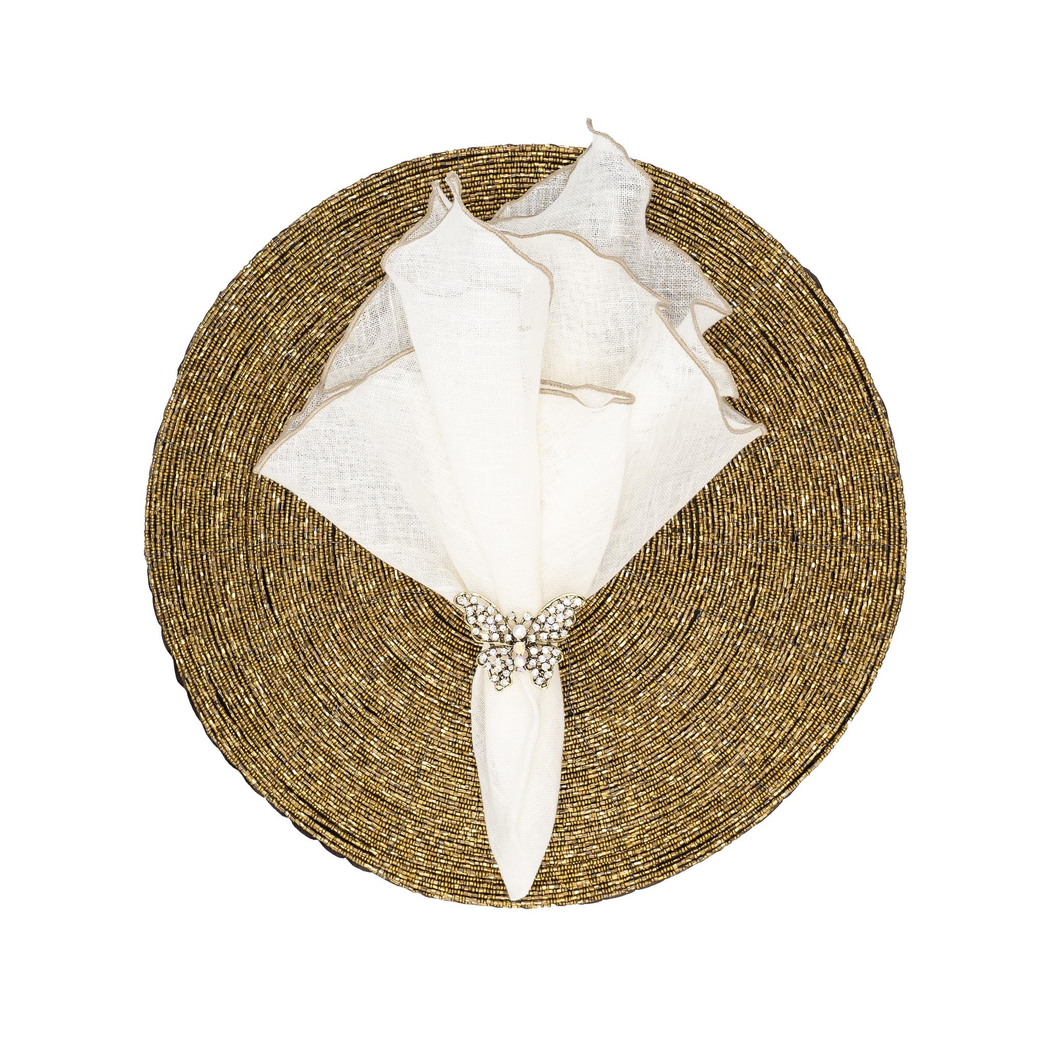 Khaki ruffled edge linen napkins, designed to bring a subtle touch of luxury to any dining setting.