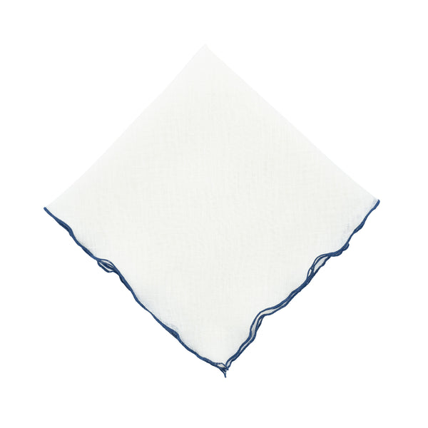 transparent linen napkins with navy ruffled edges