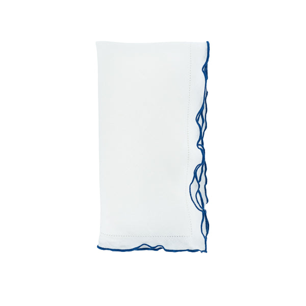 Blue Hemstitch Linen Napkin Set