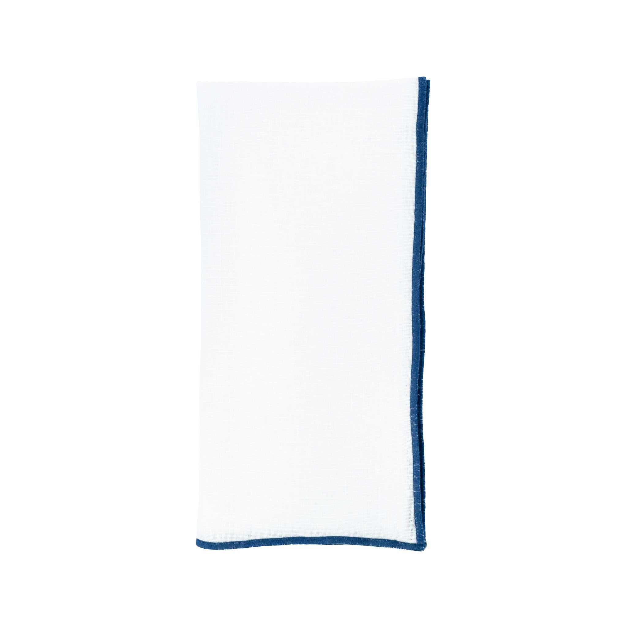 Linen Napkins With Navy Stitch Edges, Set of 4