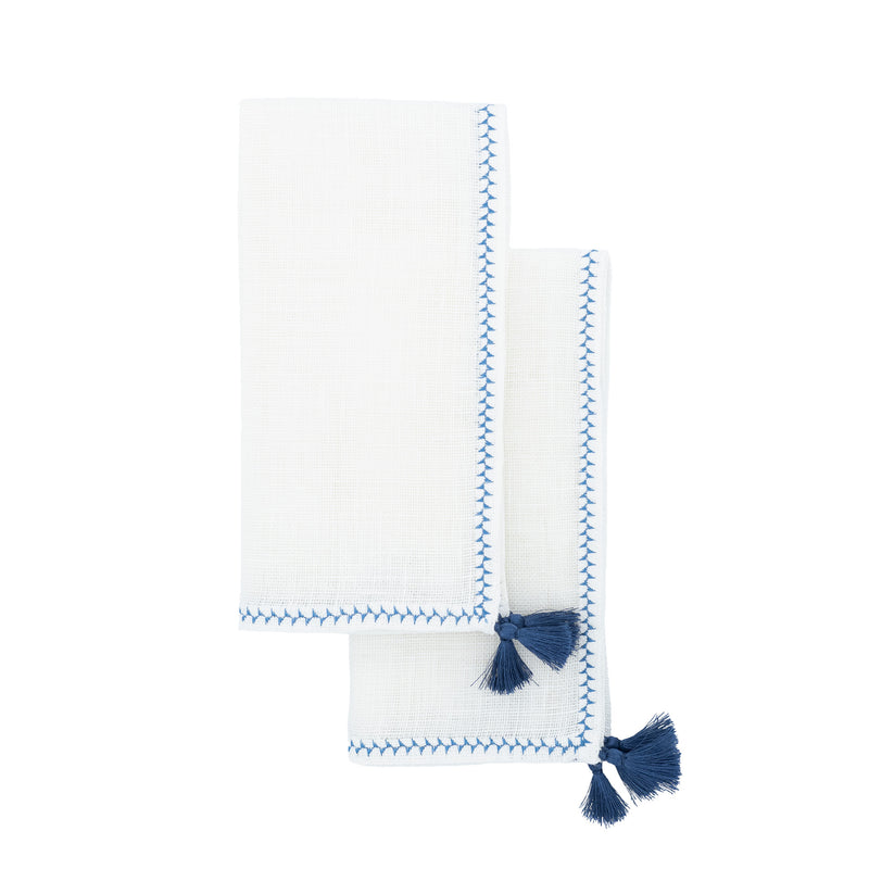 Chouchou Touch event wedding blue tassel linen dinner napkin