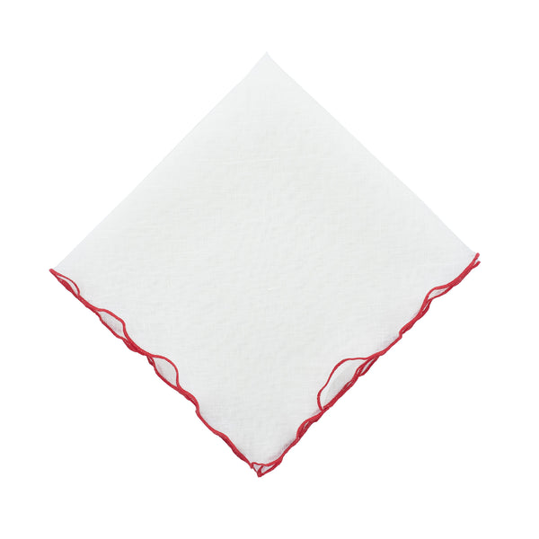 Chouchou touch wedding napkin with red ruffled edges