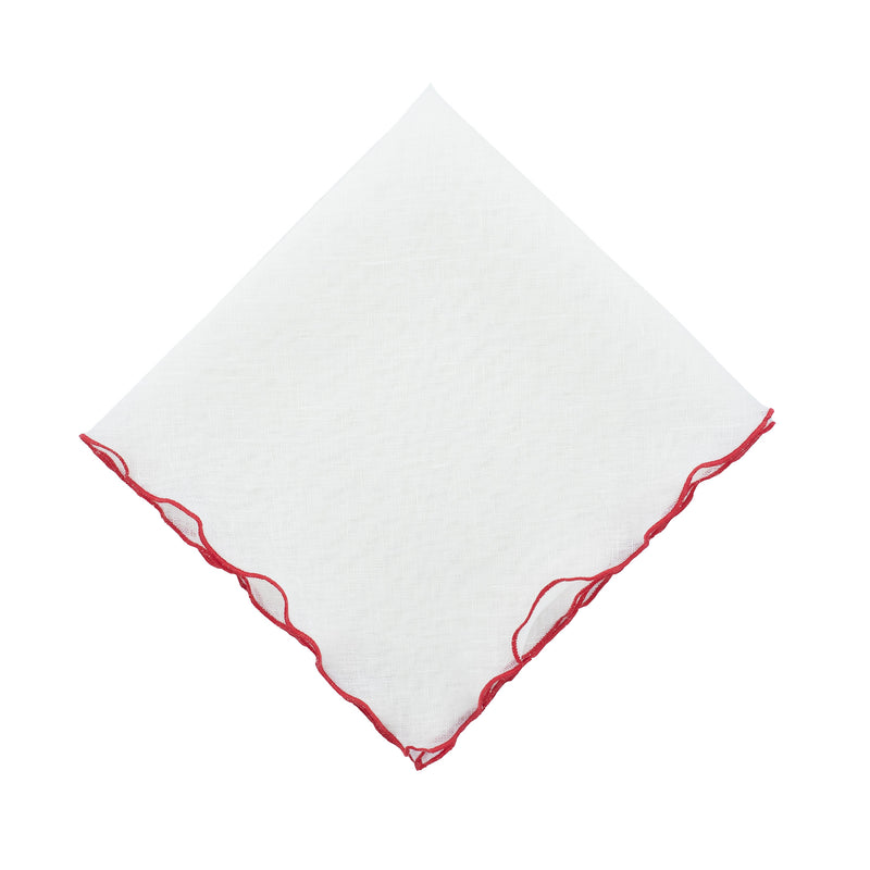 Chouchou touch wedding napkin with red ruffled edges