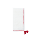 Linen Napkins With Red Tassels, Set of 4