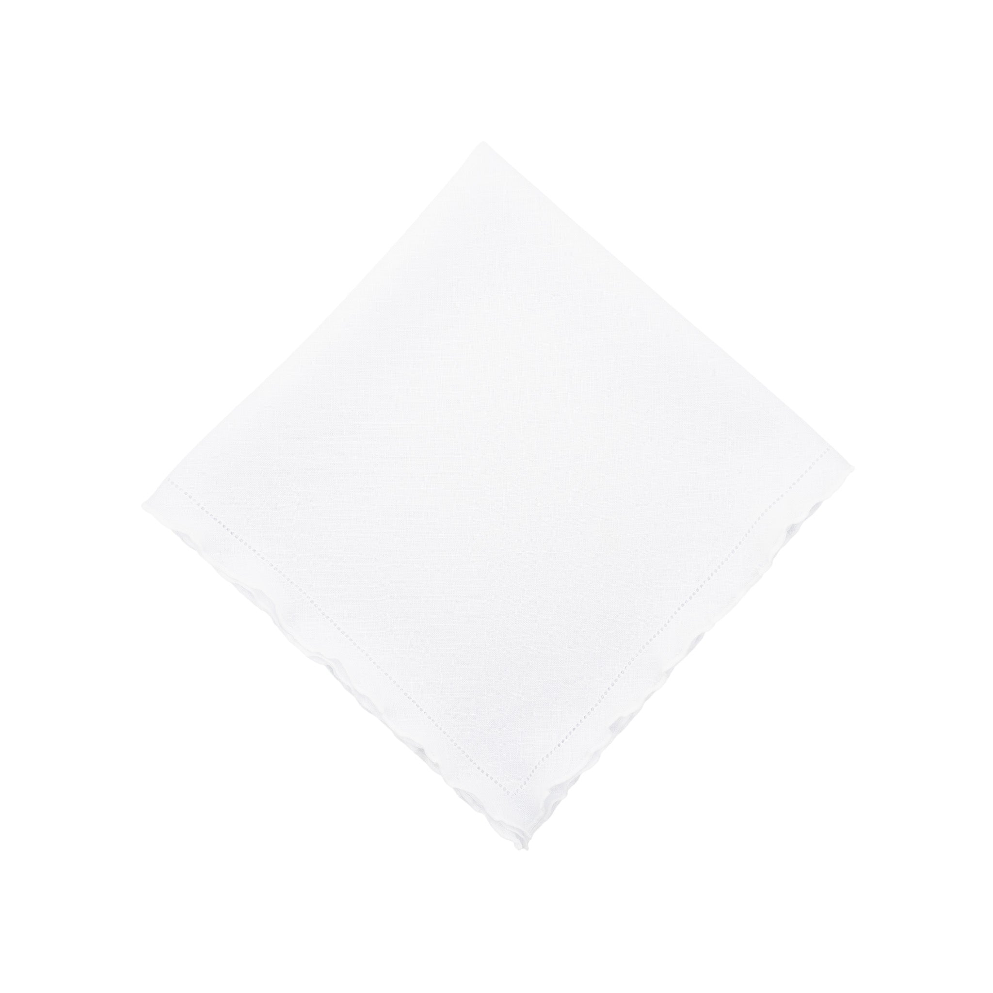 Premium linen napkins featuring elegant white ruffled hemstitch edges, ideal for special occasions and everyday use.