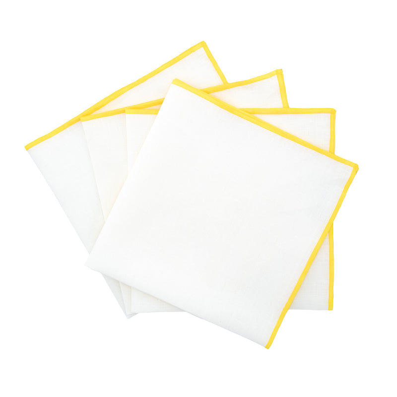 chouchou touch linen napkins with yellow satin stitch edges