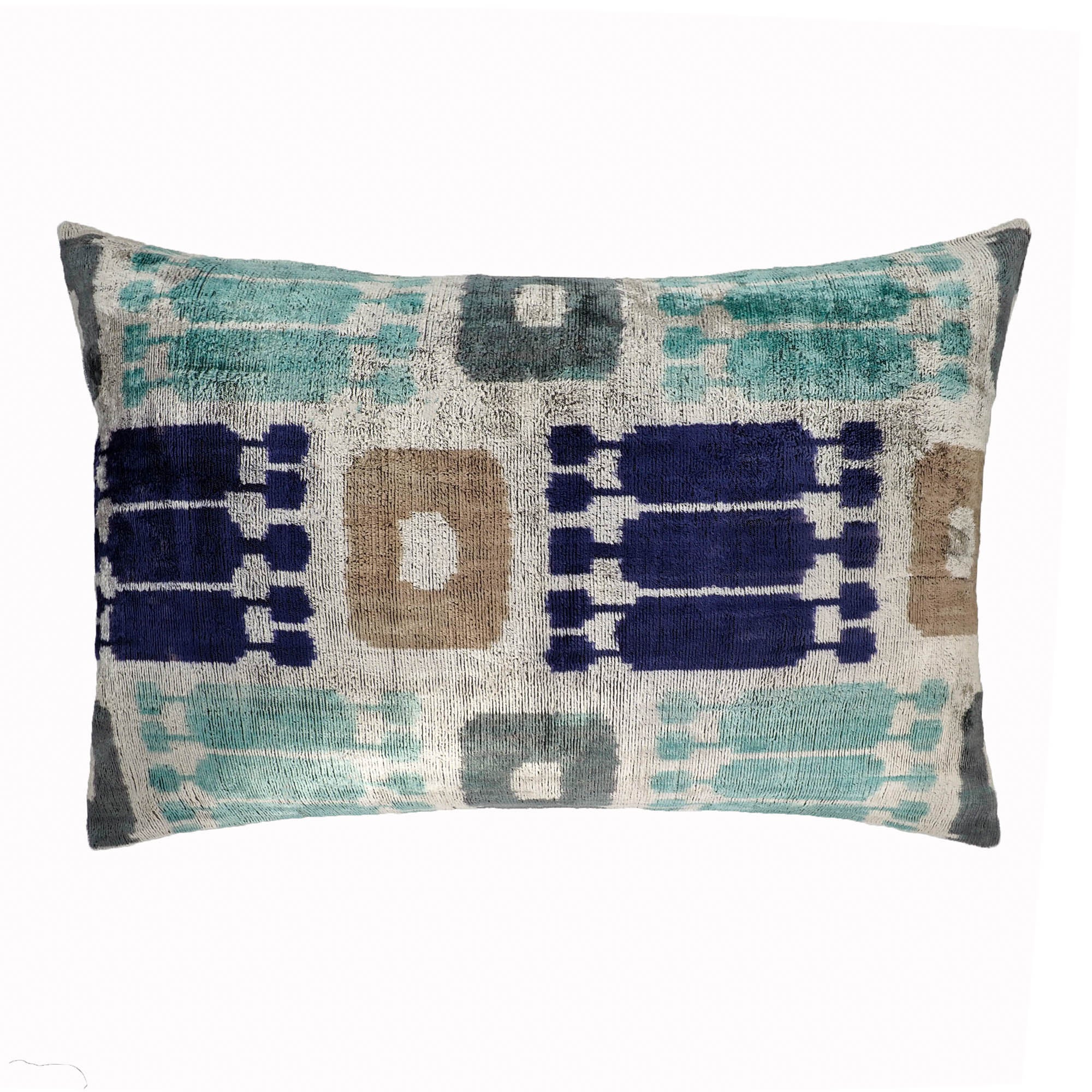 Chouchou Touch Manchester Silk Velvet Ikat Pillow Cover, 16 x 24, featuring intricate tie-dye Ikat patterns in luxurious silk velvet.