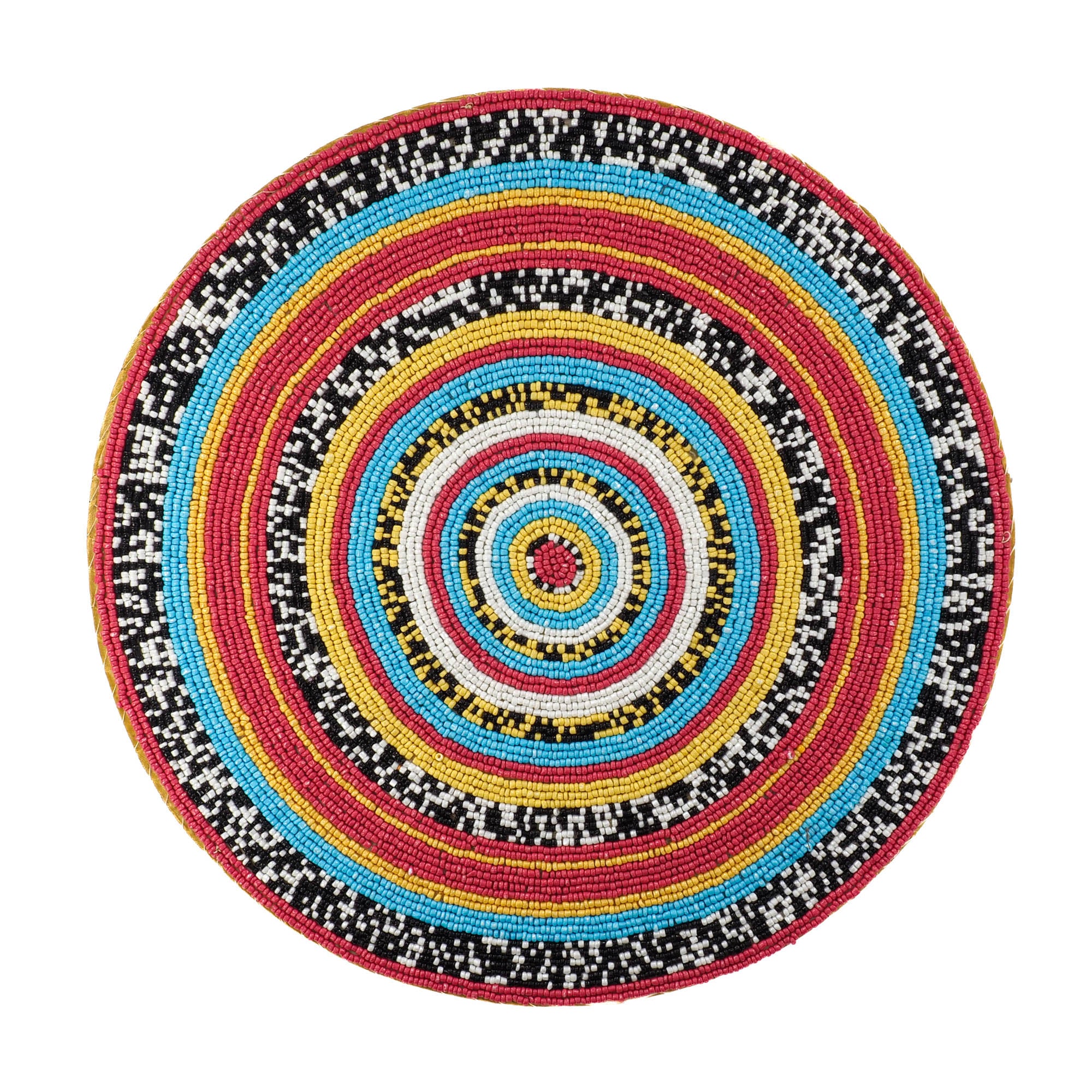 Chouchou Touch Mandala glass beaded placemats, set of 2, inspired by Hindu and Buddhist Tantrism, adorned with multicolor beads.