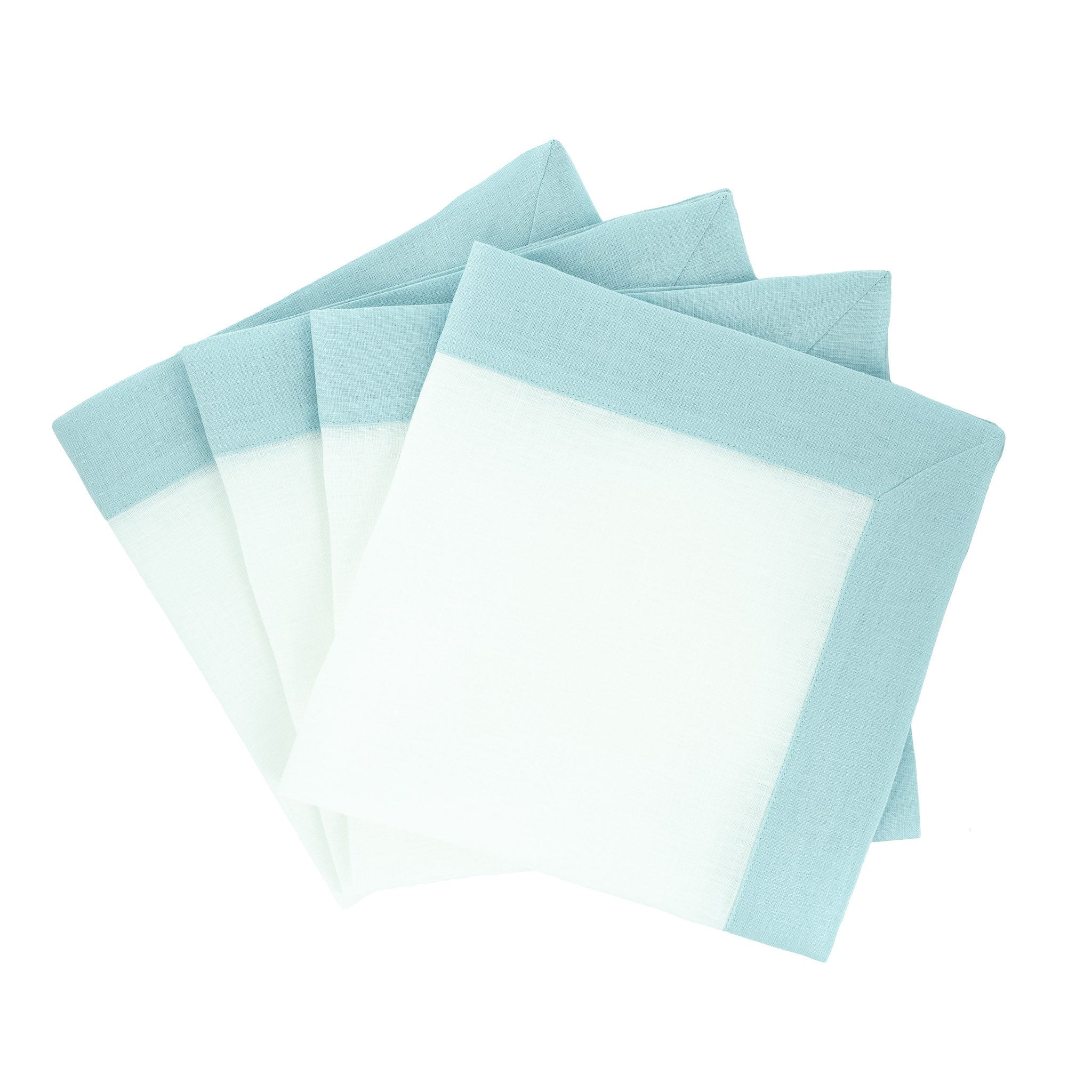 Set of 4 mint linen napkins, handmade for an elegant and fresh table setting, perfect for any occasion.