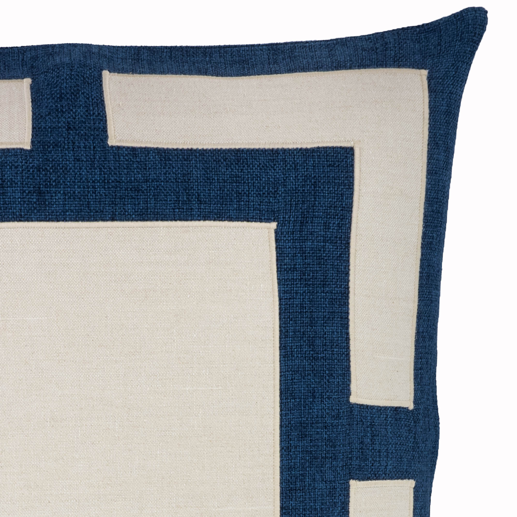 Close-up of the Chouchou Touch Mykonos Pillow cover featuring smooth cotton textures and a modern look.
