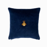 Chouchou Touch Navy Bee Silk Velvet Throw Pillow Cover 12 X 12