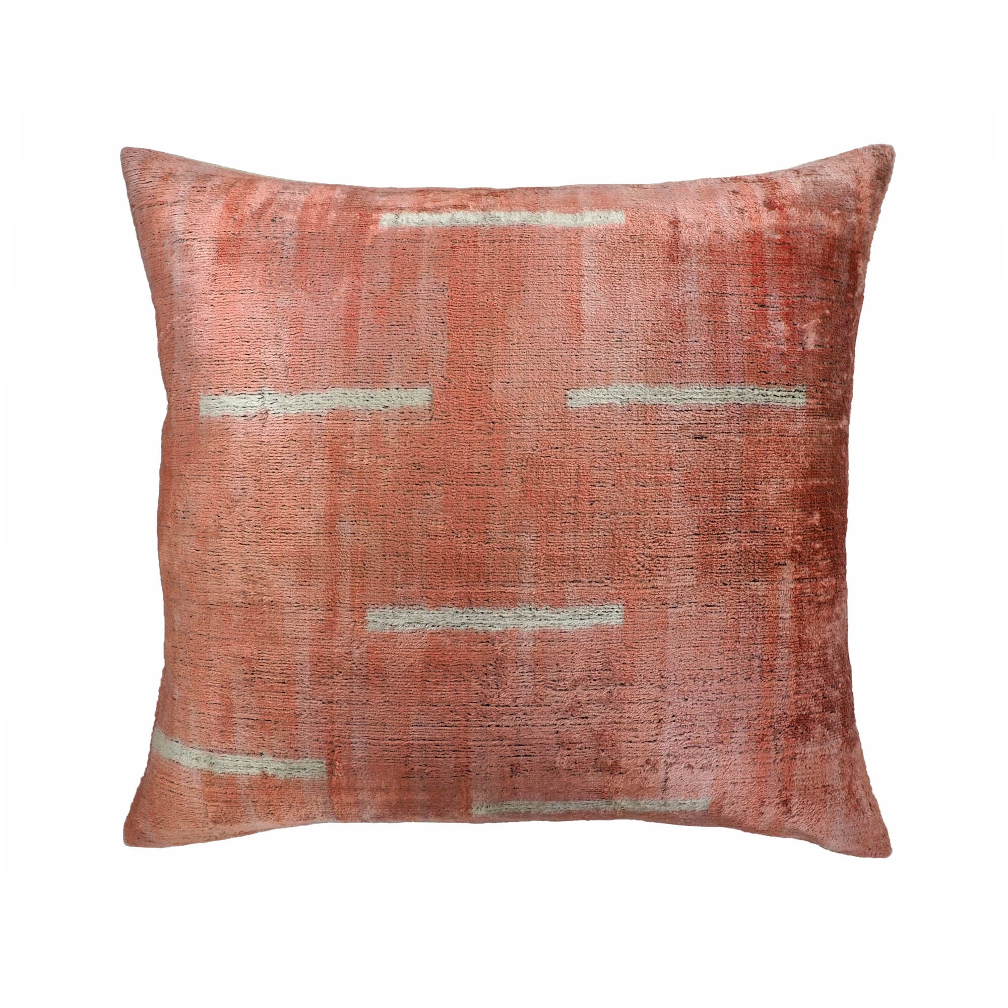 Nostalgia Silk Velvet Ikat Throw Pillow, 20 x 20, designed with intricate handwoven Ikat patterns and smooth velvet fabric for a sophisticated and colorful addition to your space.