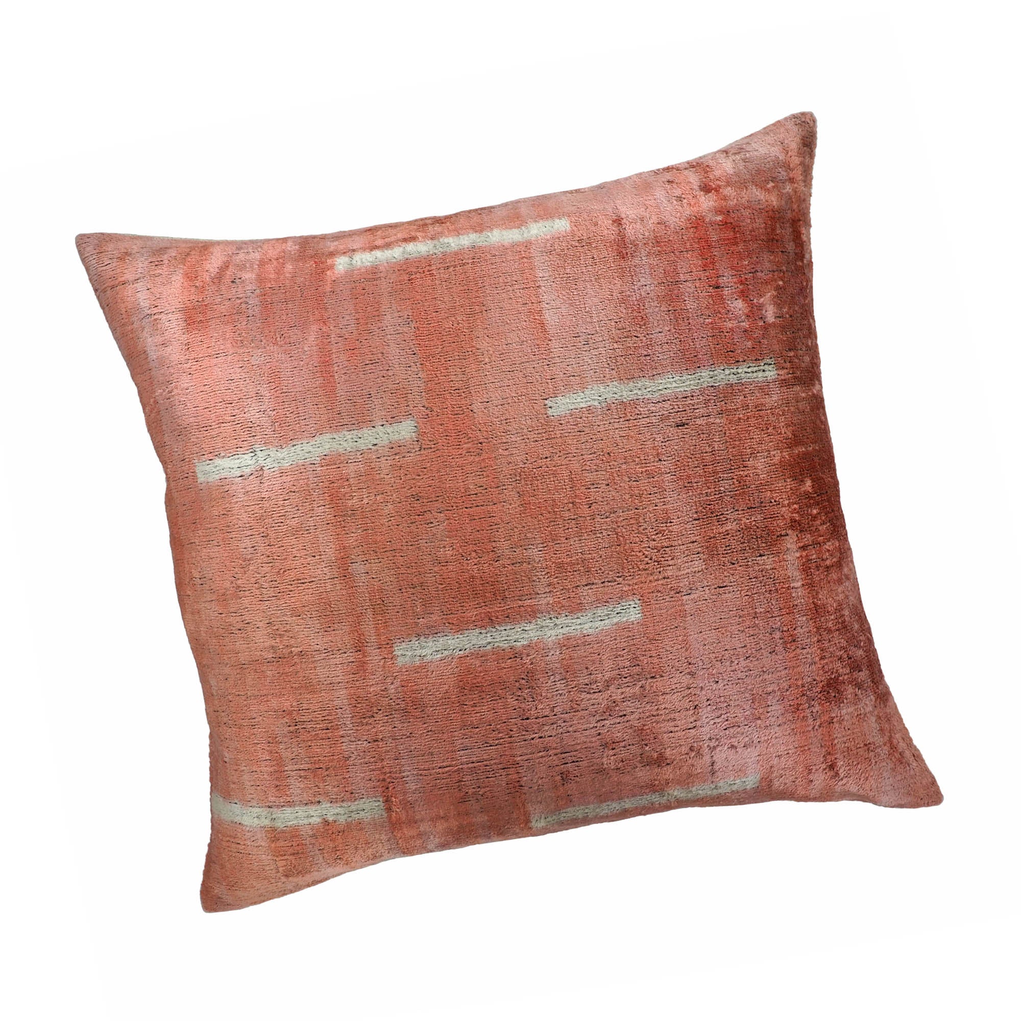 Chouchou Touch Nostalgia Silk Velvet Ikat Pillow Cover, 20 x 20, showcasing vibrant, timeless Ikat motifs in premium silk velvet, ideal for contemporary decor.