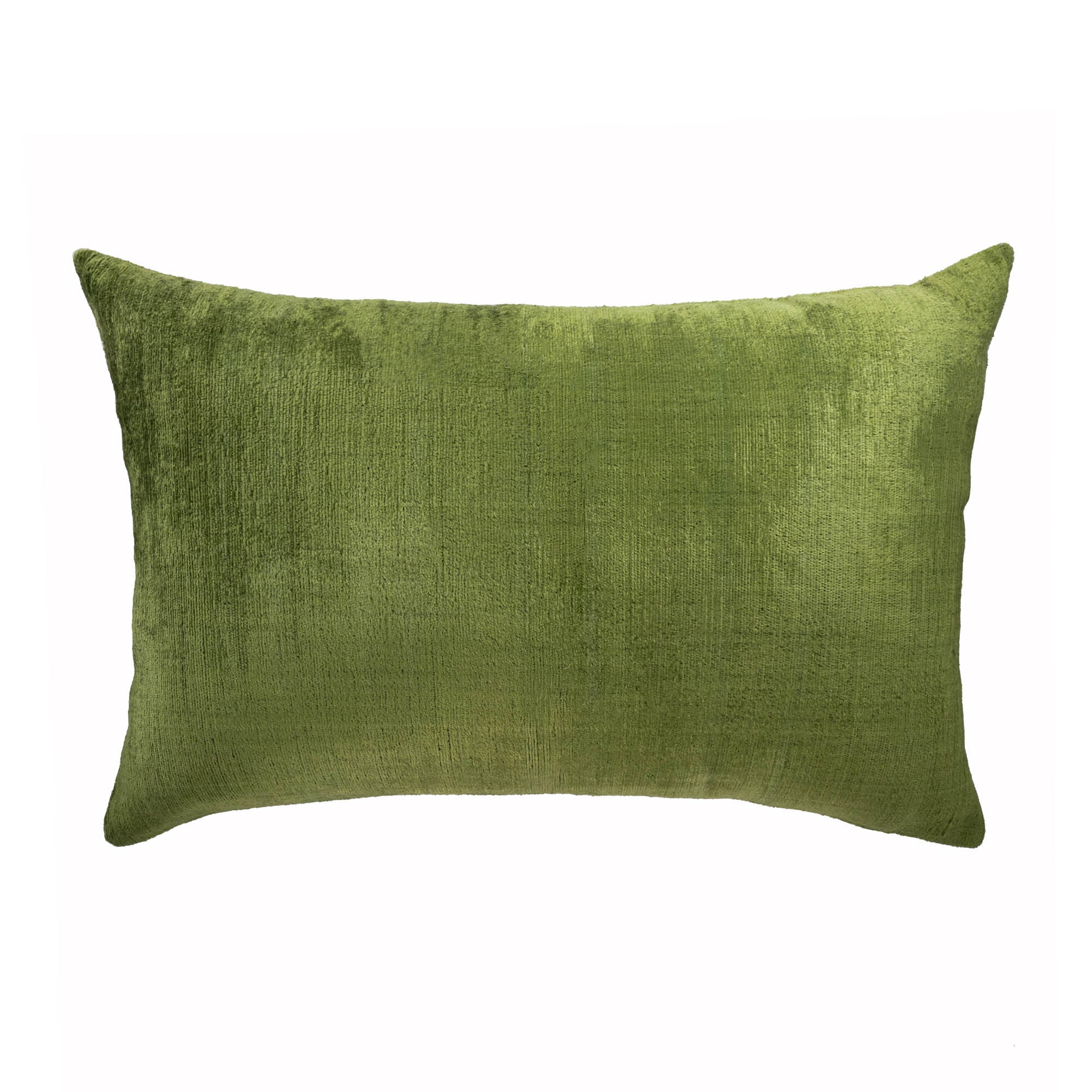 Olive Green Silk Velvet Ikat Pillow Cover 16 X 24