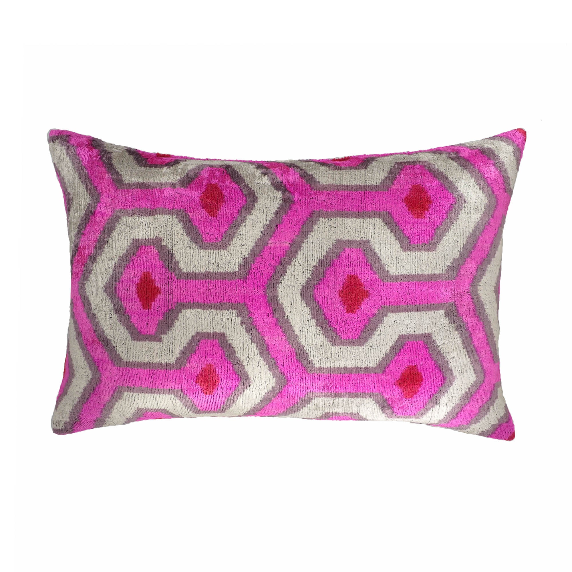 Chouchou Touch Pinky Silk Velvet Ikat Throw Pillow Cover 16 X 24