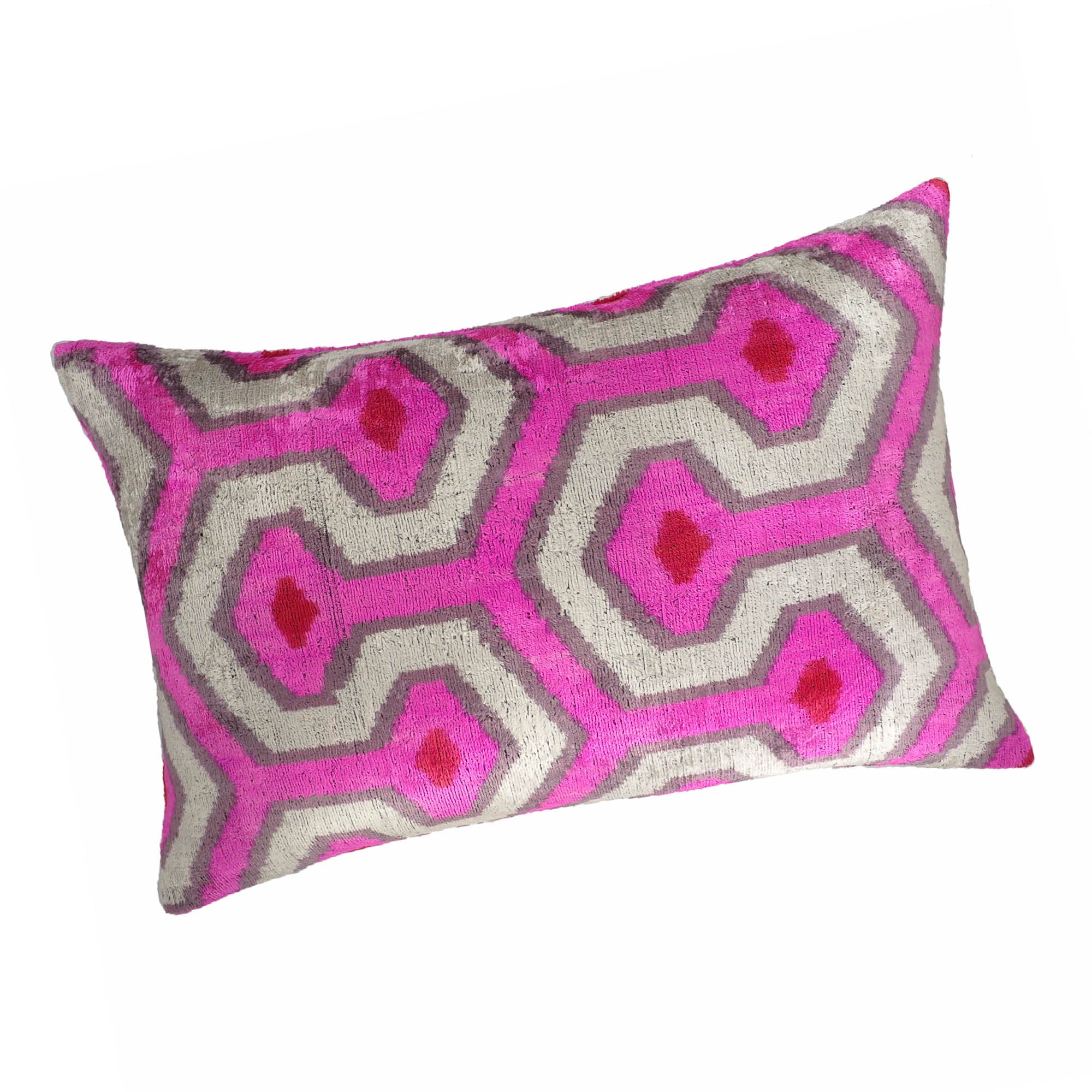 Chouchou Touch Pinky Silk Velvet Ikat Couch Pillow Cover 16 X 24