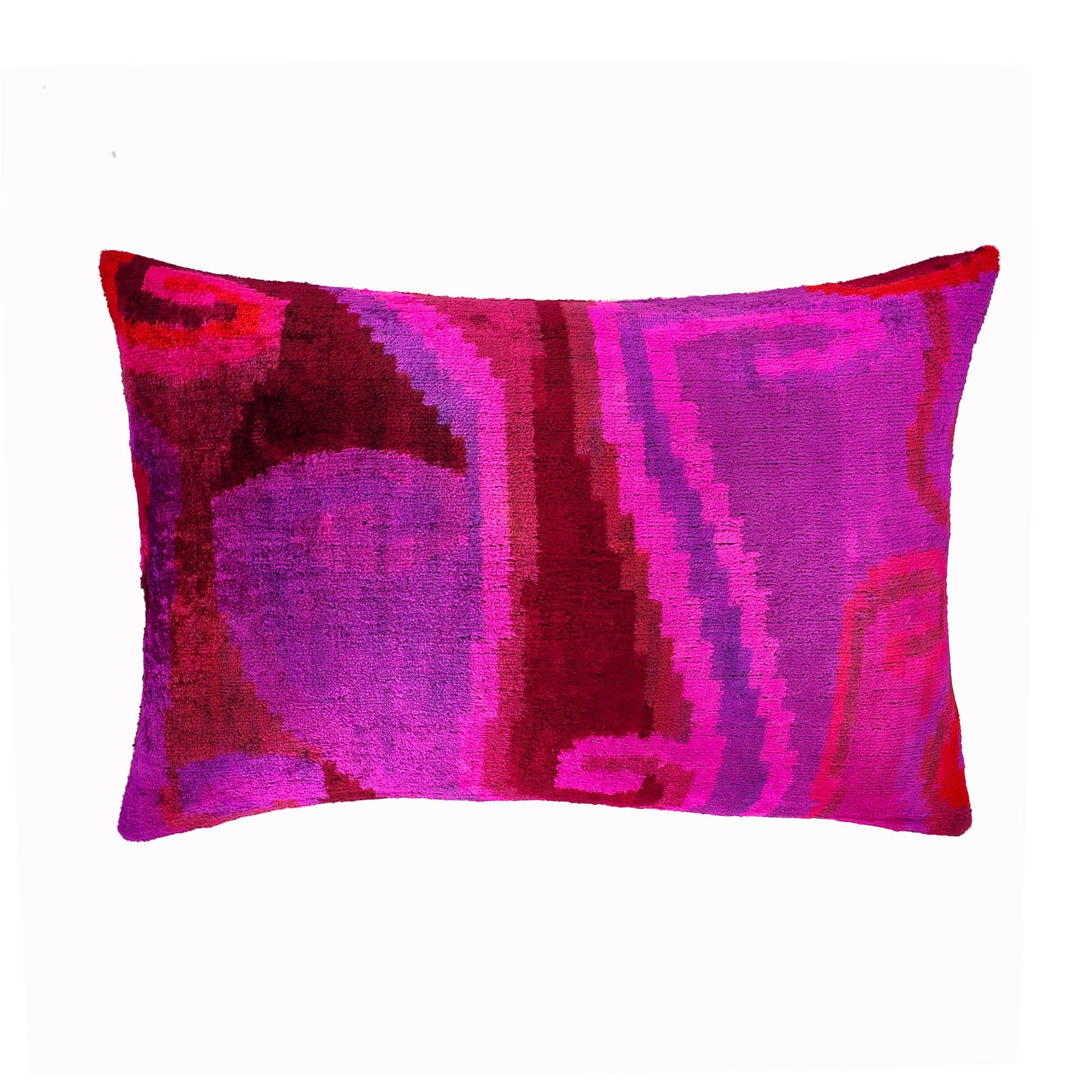 Chouchou Touch Platon Silk Velvet Ikat Pillow Cover, 16 x 24, crafted from premium silk with intricate Ikat designs, perfect for adding color and texture to your interiors.