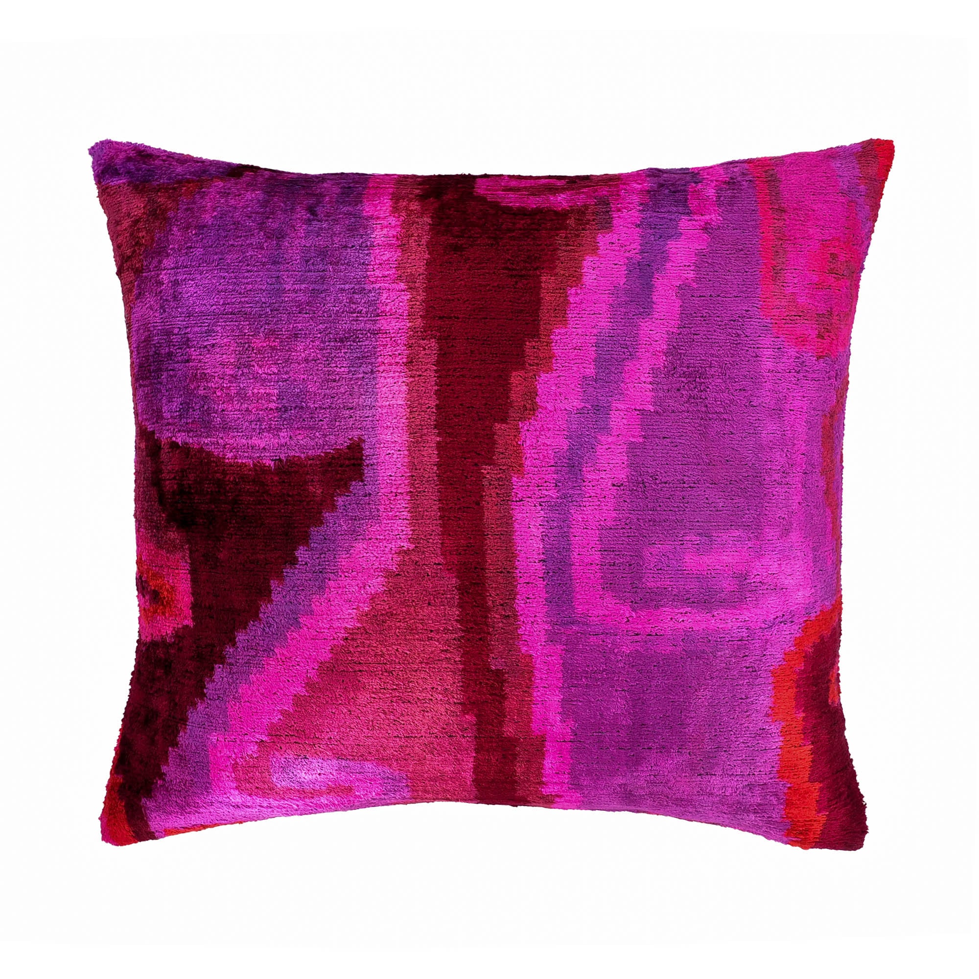 Chouchou Touch Platon Silk Velvet Ikat Pillow, 20 x 20, a stunning throw pillow with rich, handwoven Ikat patterns and soft velvet fabric, ideal for stylish home decor.