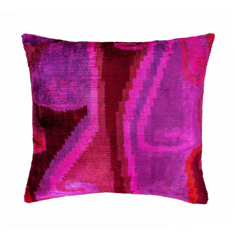 Chouchou Touch Platon Purple Silk Velvet Ikat Throw Pillow