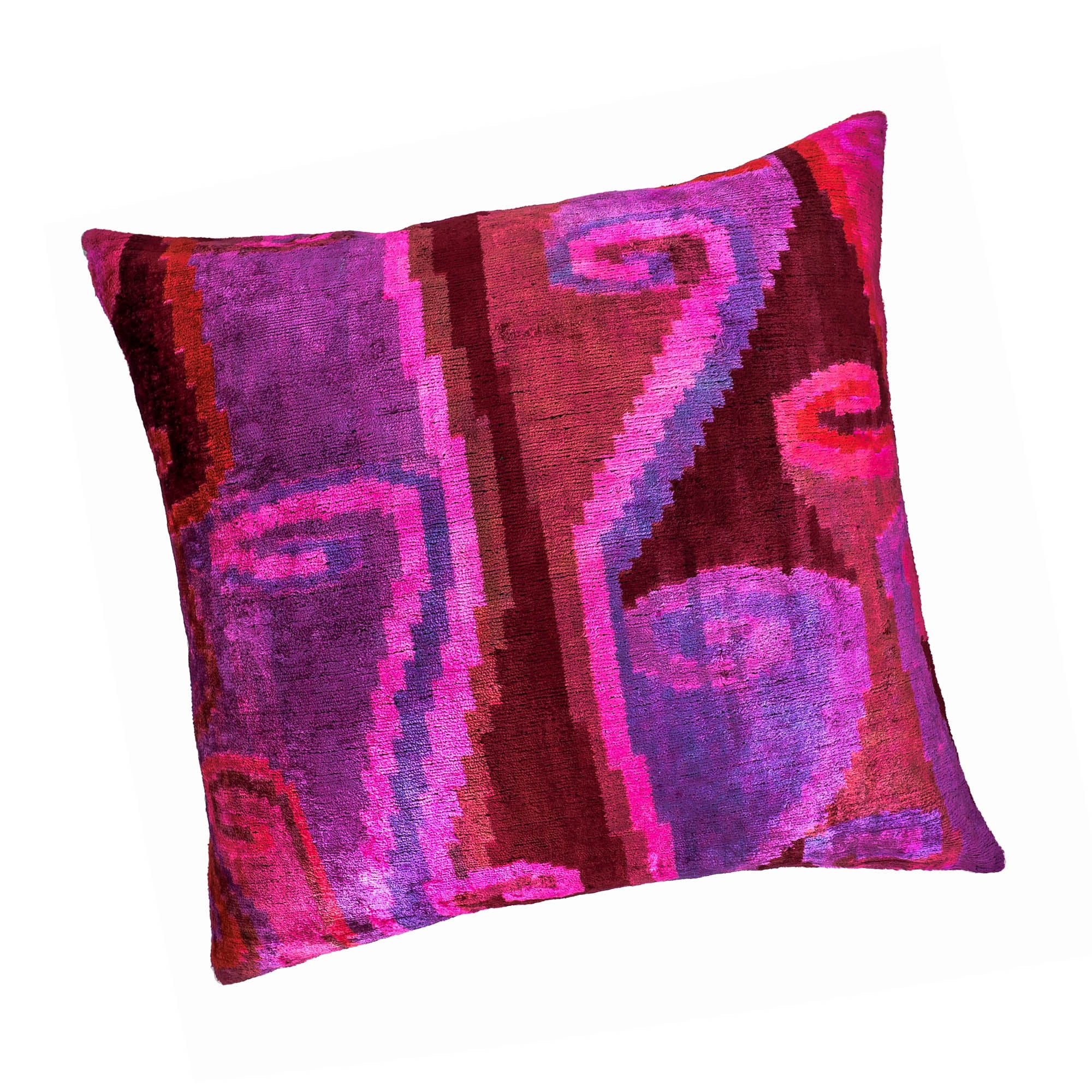 Platon Silk Velvet Ikat Throw Pillow Cover 24 X 24