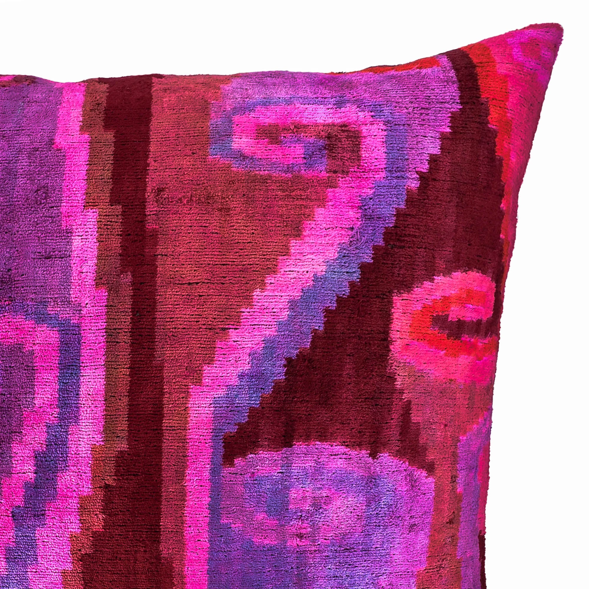 Platon Silk Velvet Ikat Throw Pillow Cover 24 X 24