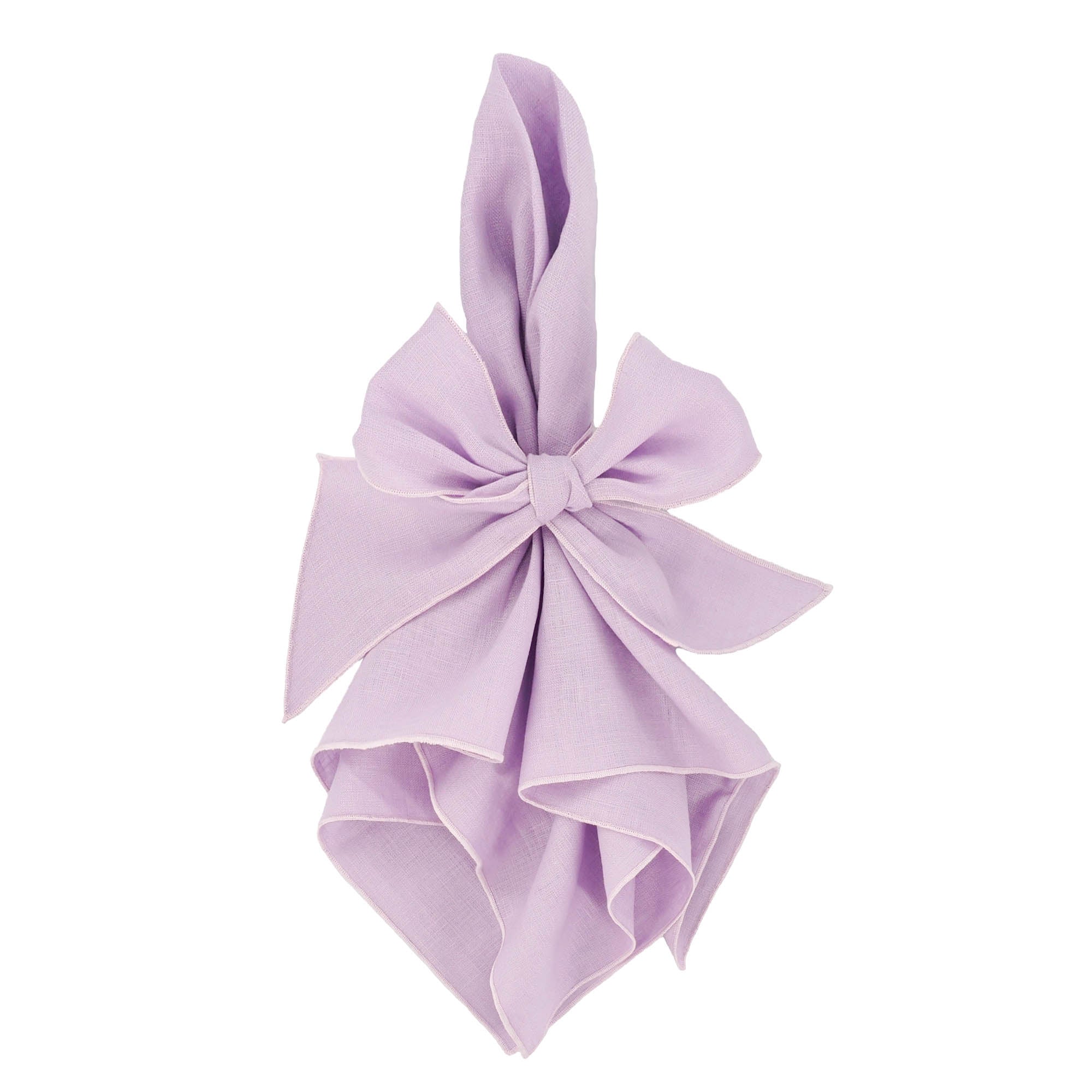 Set of four handmade purple linen napkins for luxury dining table , everyday use and special occasions