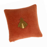 Red Bee Silk Velvet Throw Pillow Cover