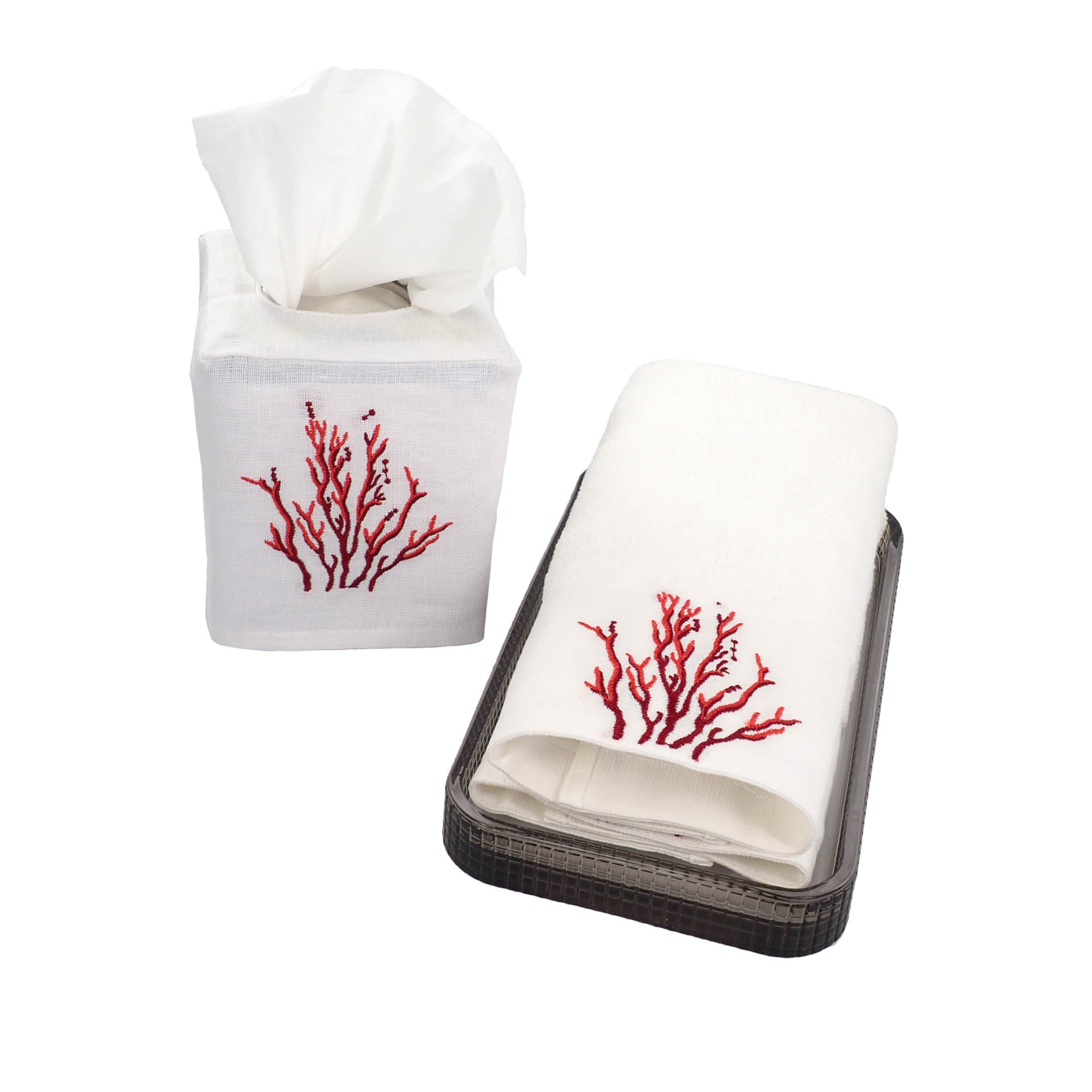 Red Coral Guest Towels 12 X 12 Set of 2