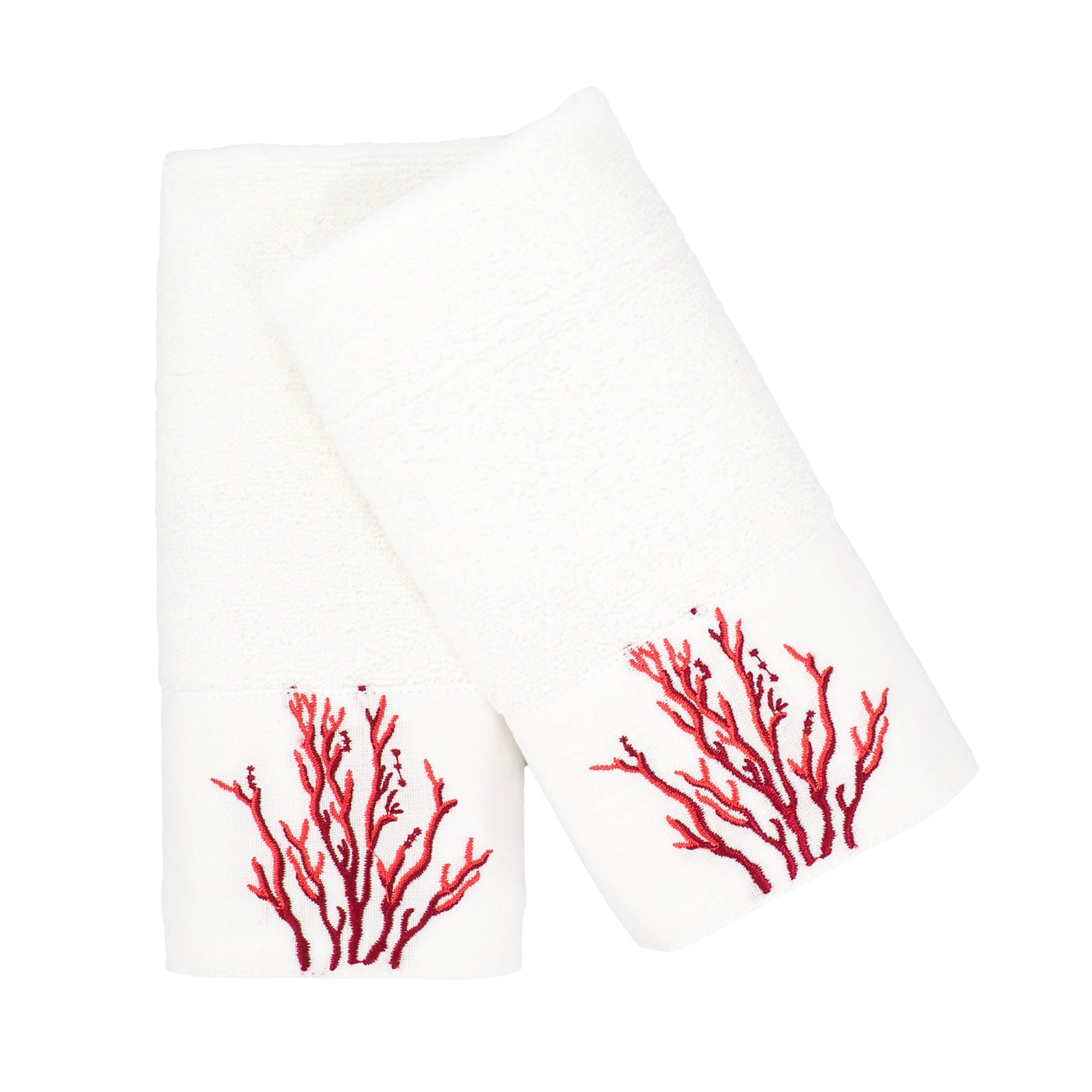 Red Coral Guest Towels 12 X 12 Set of 2