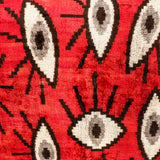 Red Eyes Silk Velvet Ikat Throw Pillow Cover 16 X 24