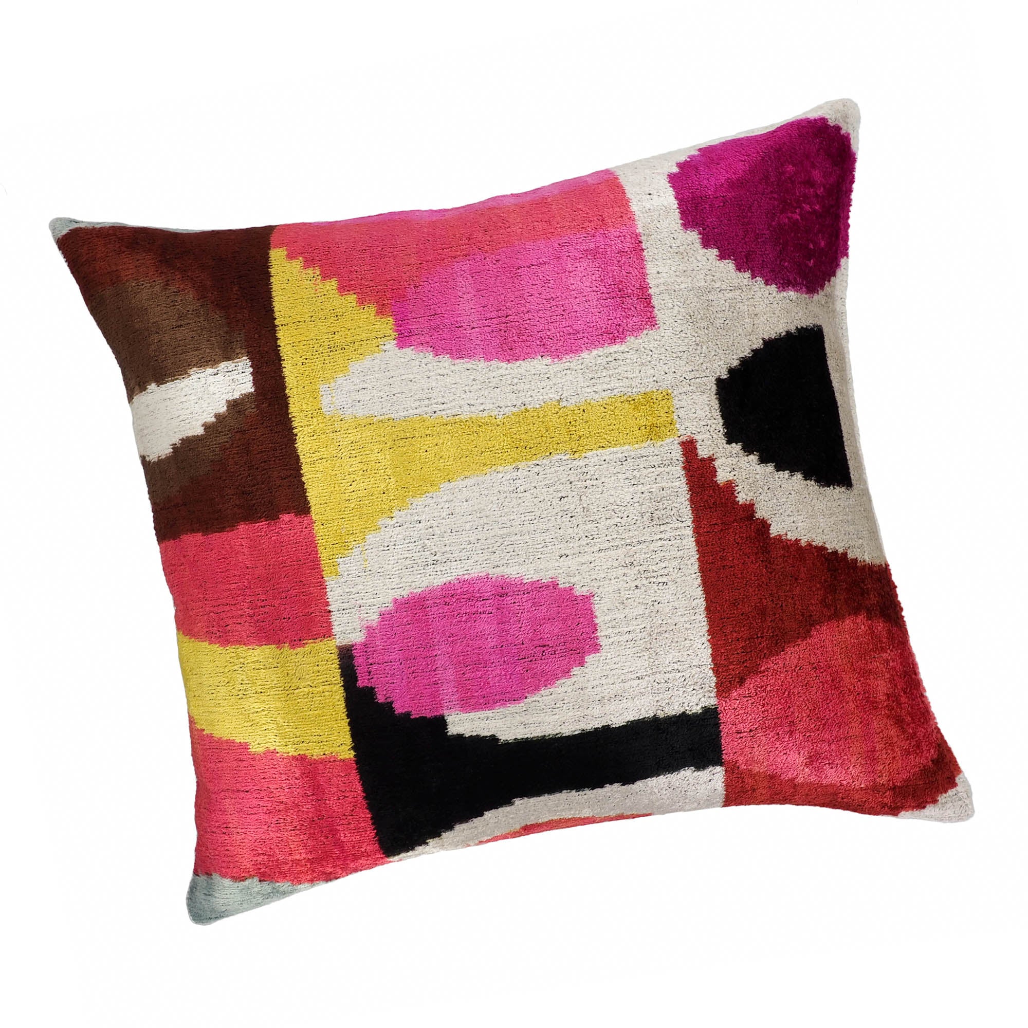 Rio Rio Silk Velvet Ikat Throw Pillow Cover, 20 x 20, blending traditional Ikat weaving with modern luxury, creating a lustrous and textured accent piece for your home.