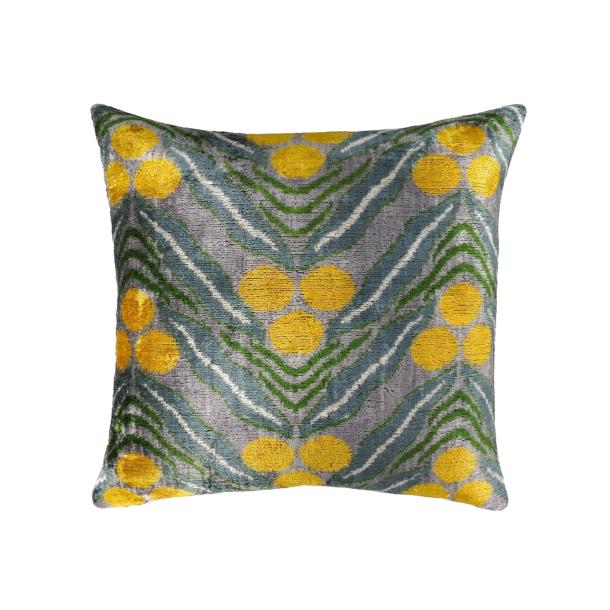 Ruyi Silk Velvet Ikat Throw Pillow Cover 20 X 20