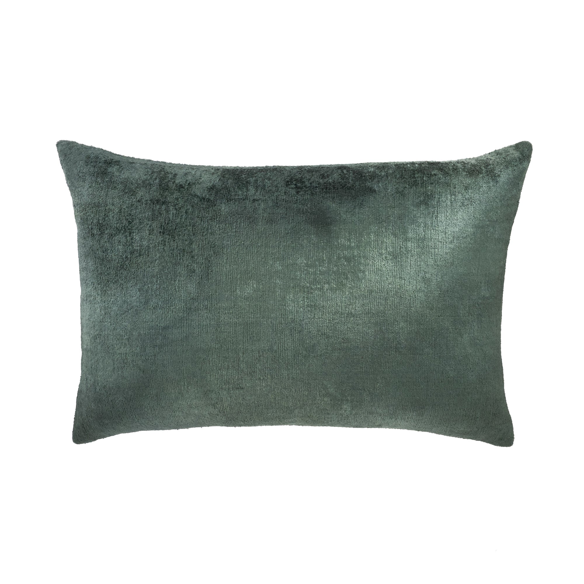 Sage green silk velvet throw on a white background