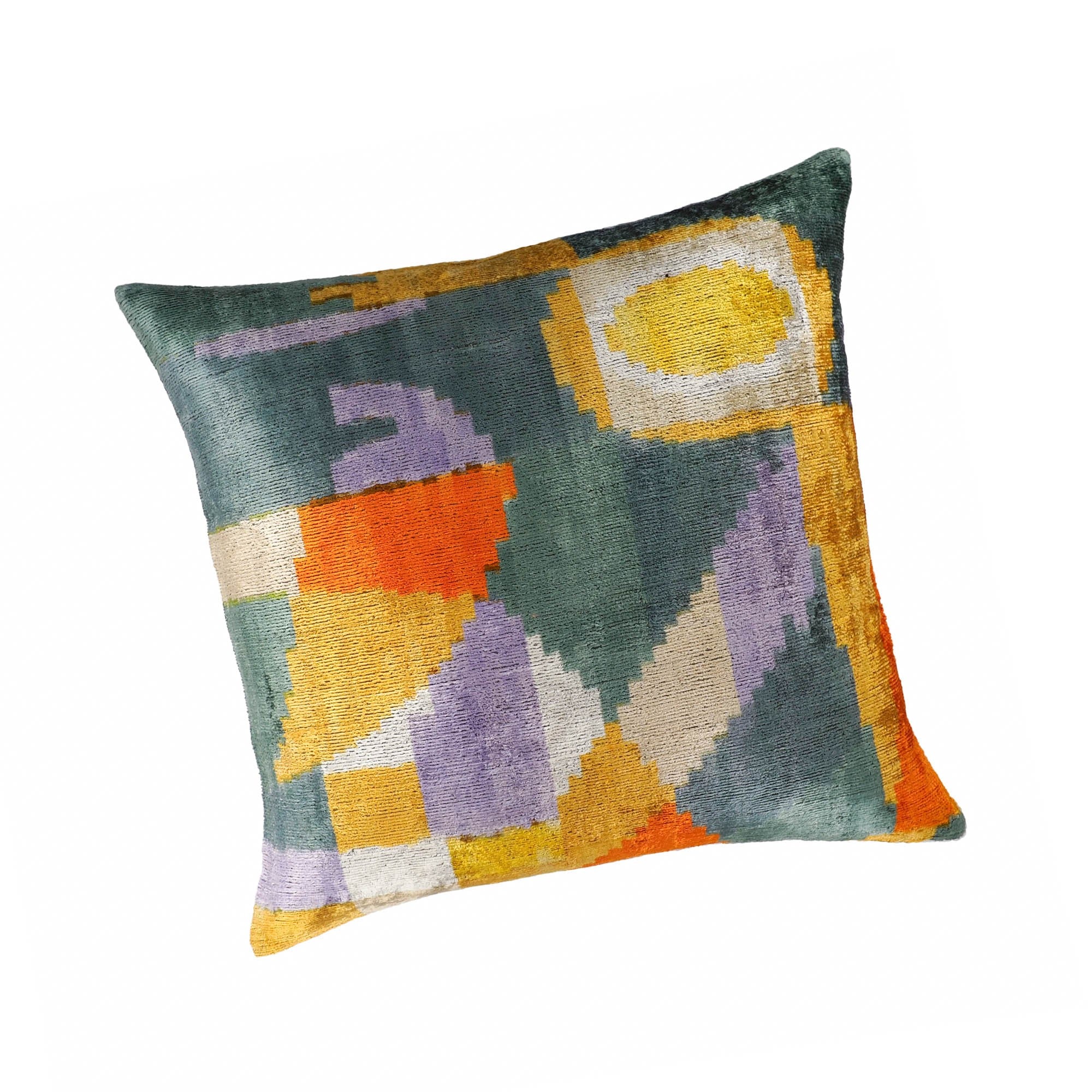 Chouchou Touch Silk Velvet Ikat Throw Pillow Cover