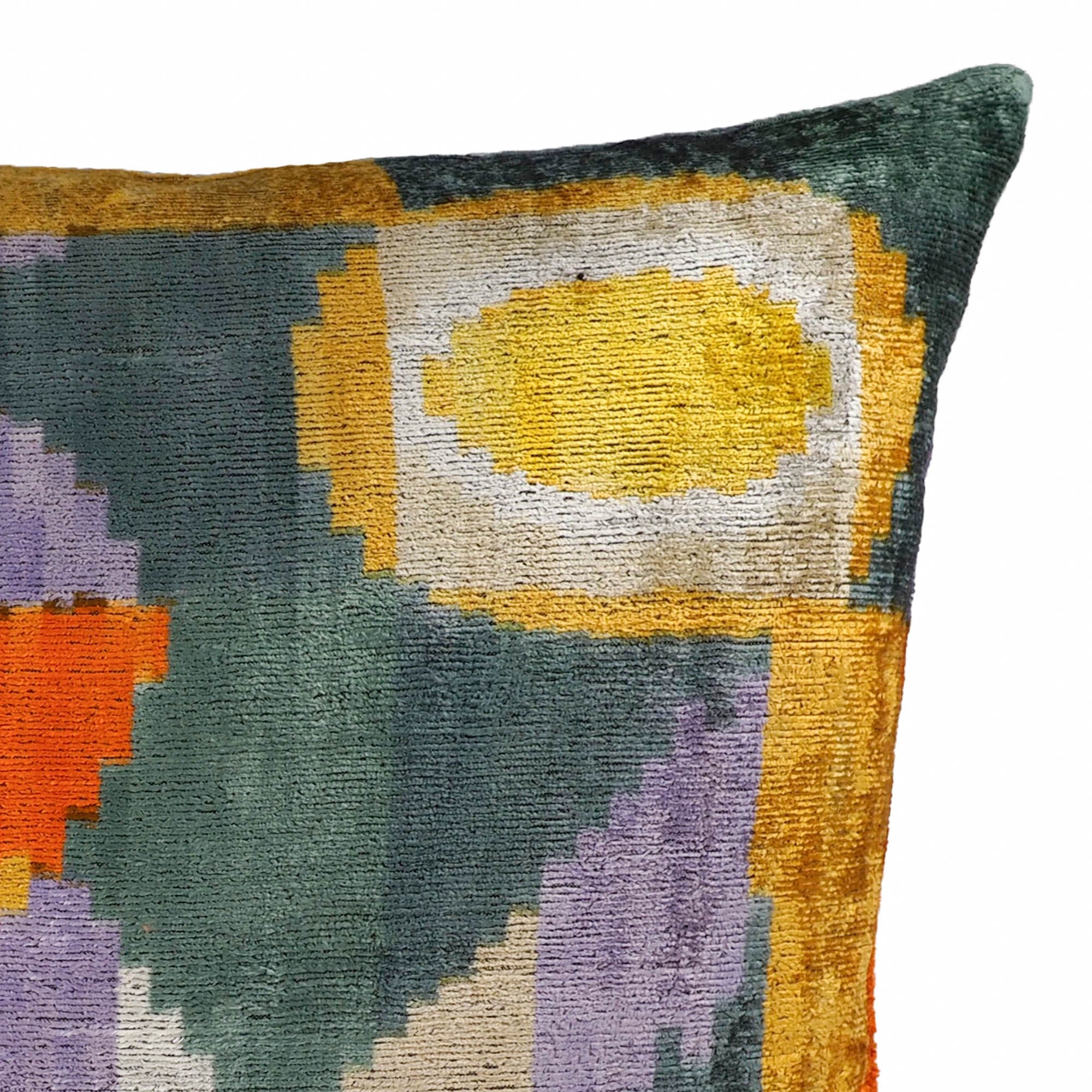 Silk Velvet Ikat Throw Pillow