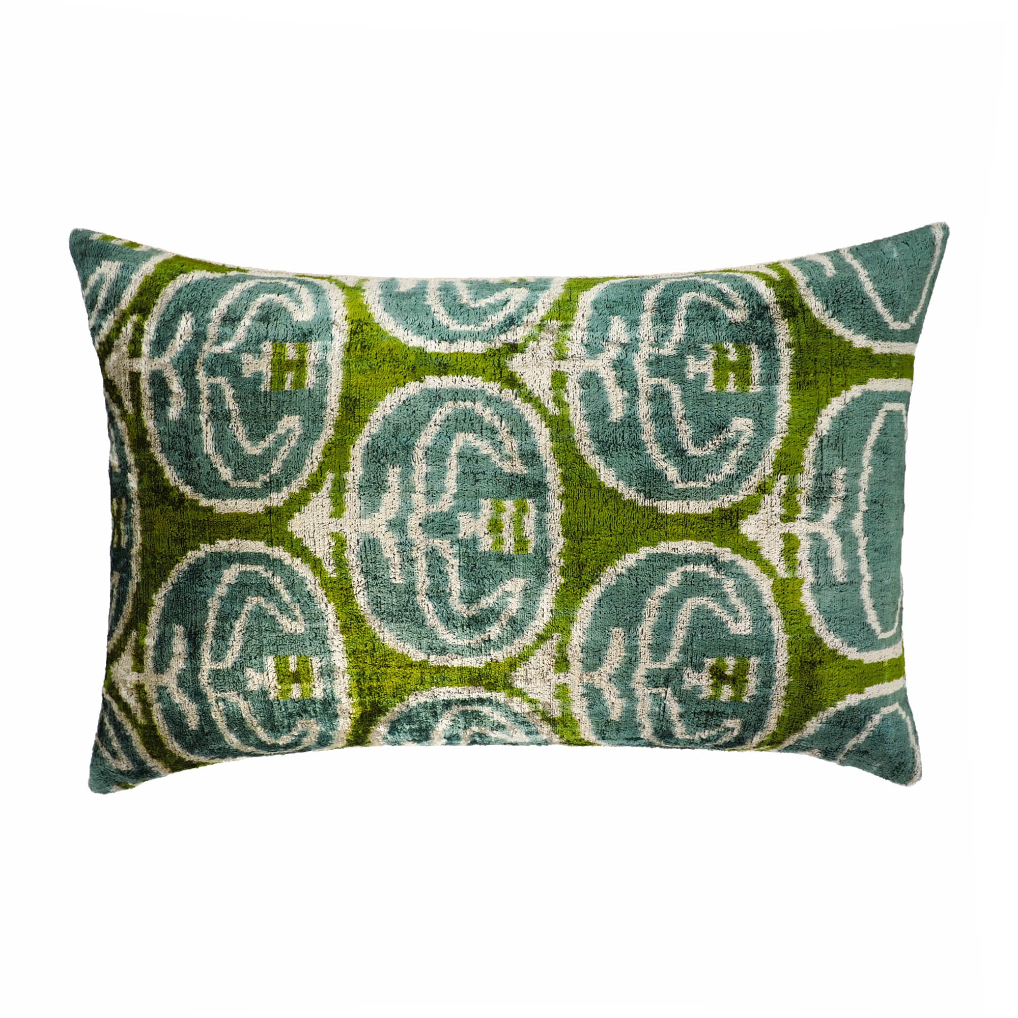 Chouchou Touch Scorpio Silk Velvet Ikat Pillow, 16 x 24, a luxurious silk velvet pillow adorned with celestial Scorpio patterns and vibrant Ikat designs.