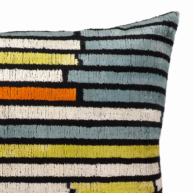 Striped Silk Velvet Ikat Throw Pillow Cover 20 X 20