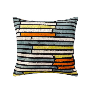 Striped Silk Velvet Ikat Throw Pillow Cover 20 X 20