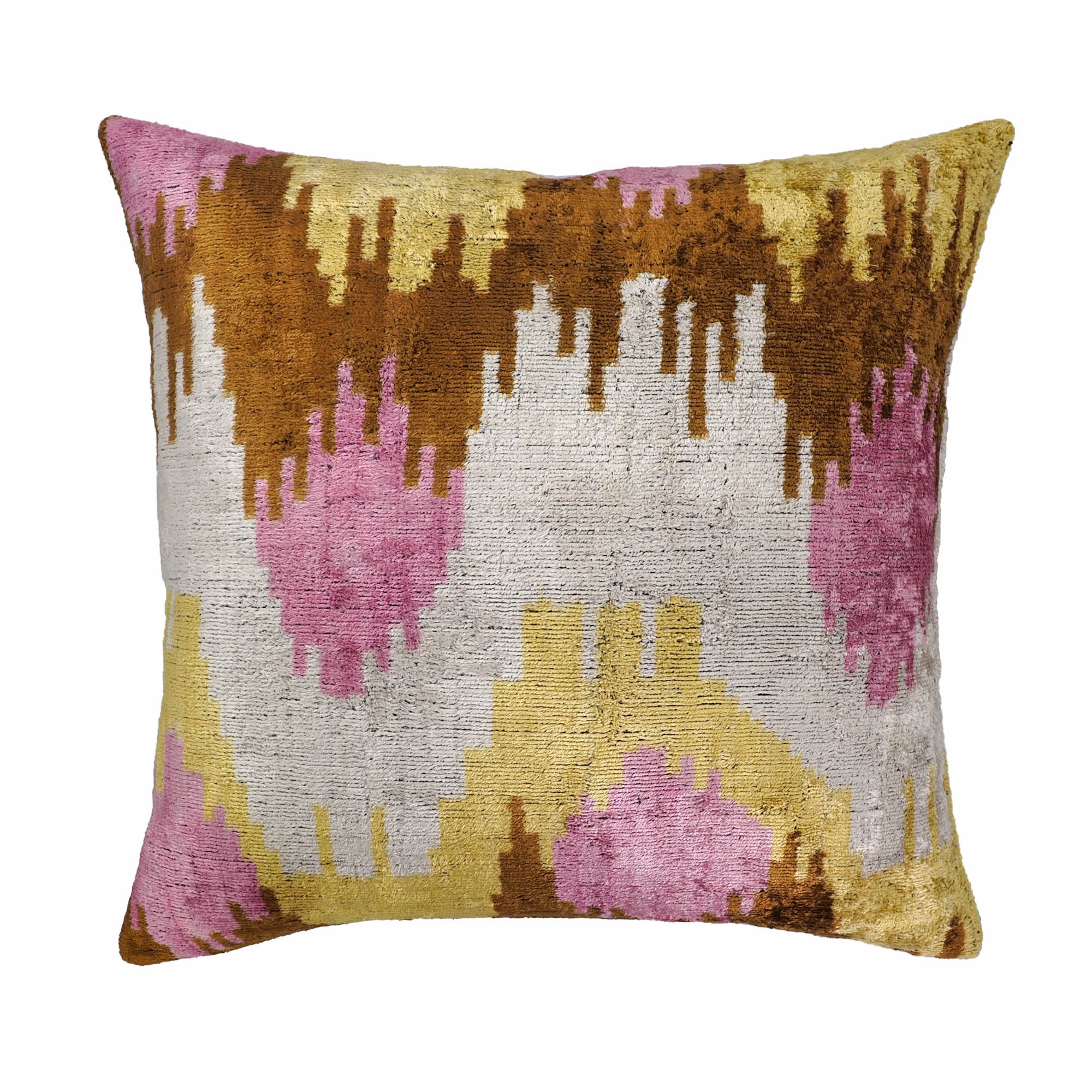 Chouchou Touch Sunset Tide Silk Velvet Ikat Throw Pillow Cover 20 X 20