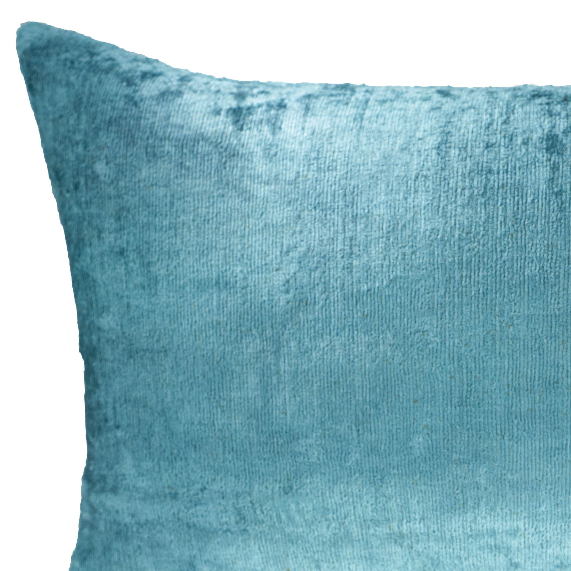 Close-up of turquoise Tiffany silk velvet ikat pillow cover, 16" x 24",fabric texture, luxury handmade decorative pillow by ChouChou Touch  designed with luxurious textures and premium materials.
