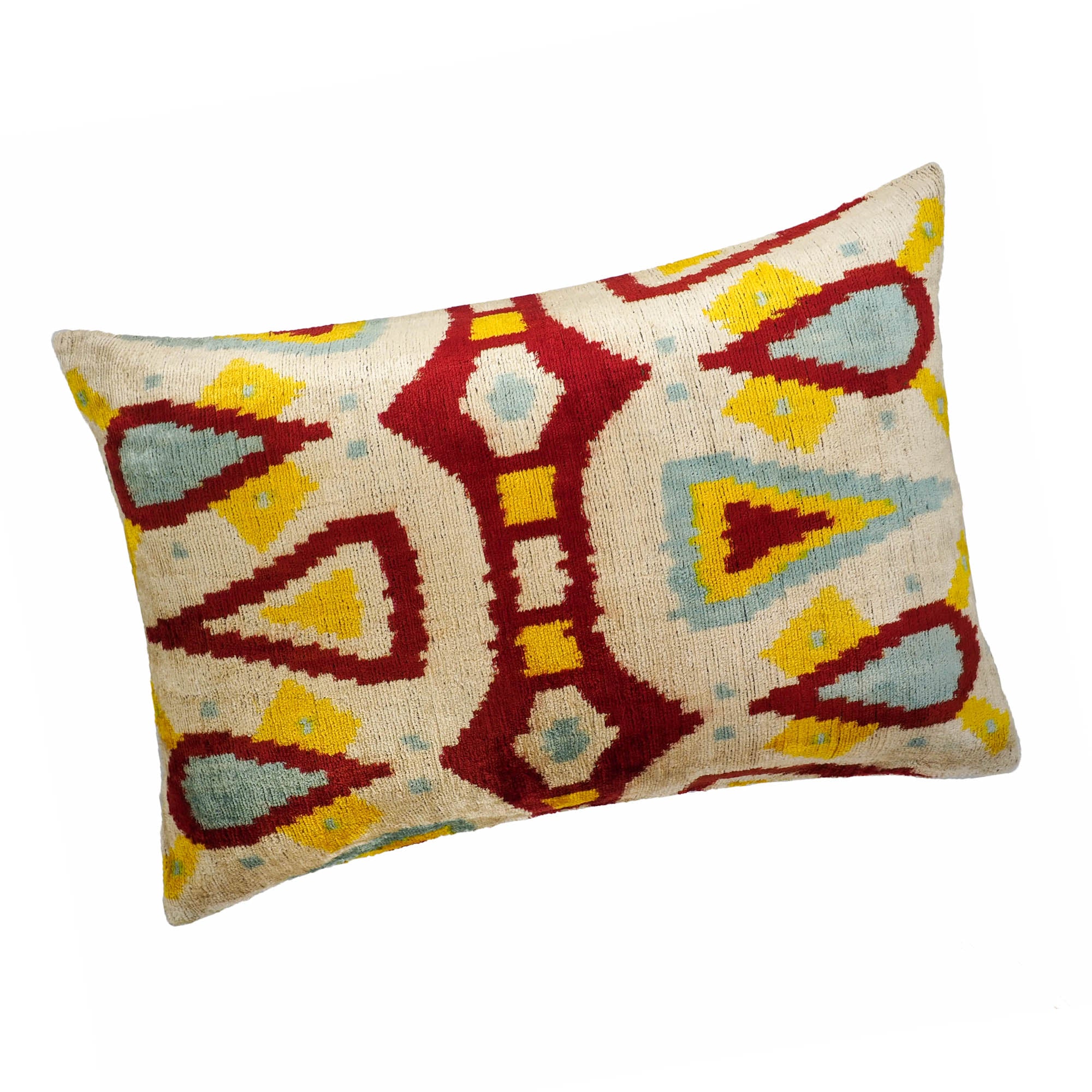 Vanilla Silk Velvet Ikat Throw Pillow Cover 16 X 24