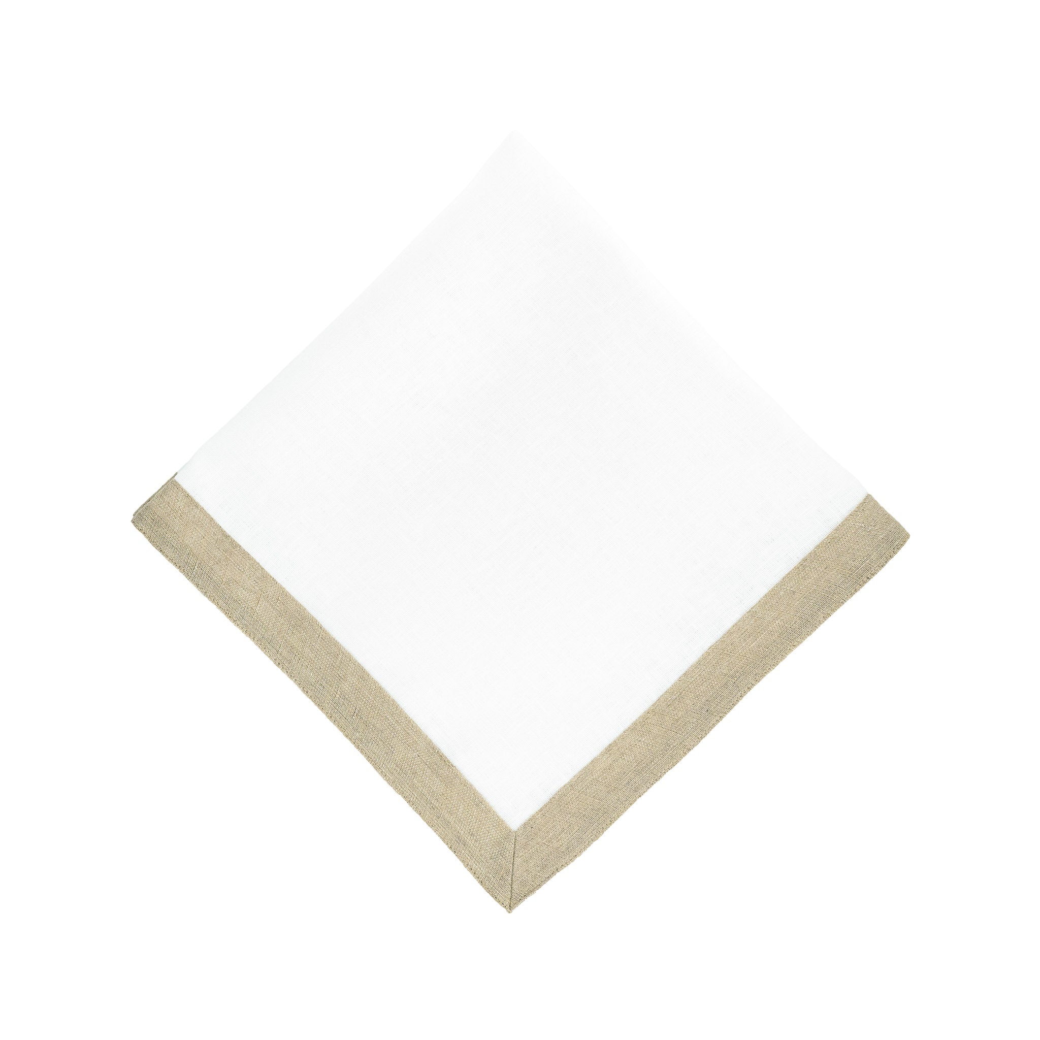 Handmade white linen napkins with sparkling borders, ideal for adding a touch of elegance to fancy parties.