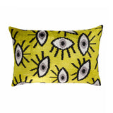 Chouchou Touch Yellow Eyes Silk Velvet Ikat Throw Pillow Cover 16 X 24