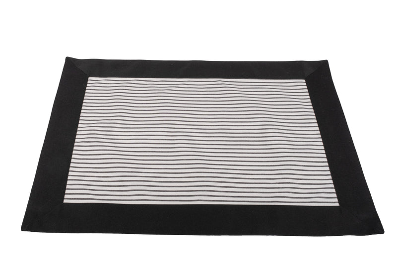 Black Placemats With Stripes, Set of 4