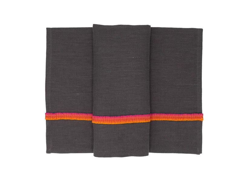 Black Linen Guest Towels, Set of 2