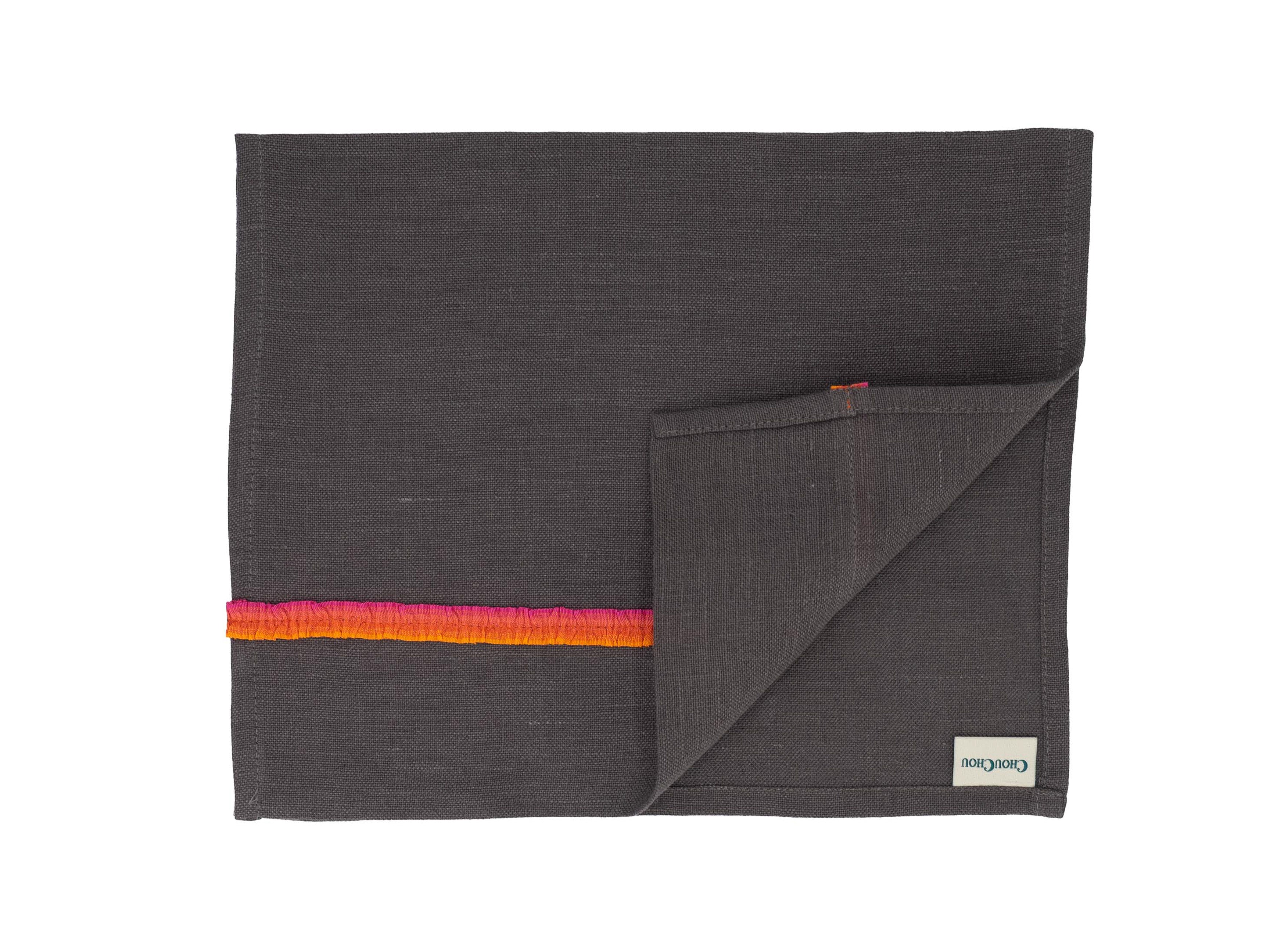 Black Linen Guest Towels, Set of 2