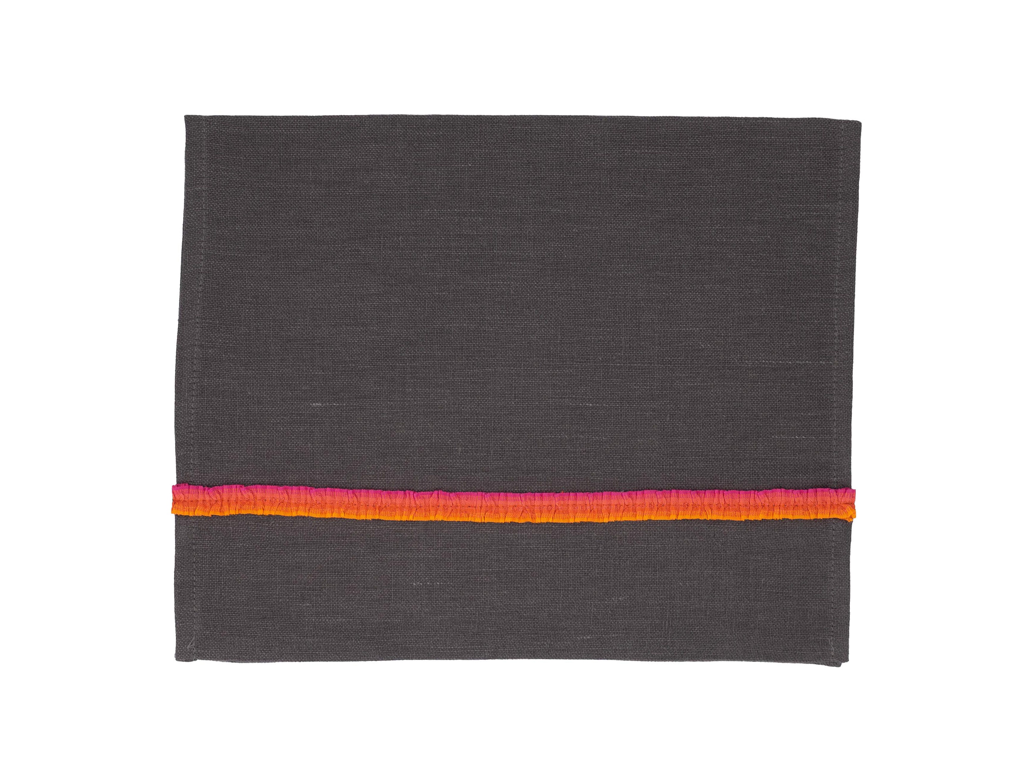 Black Linen Guest Towels, Set of 2