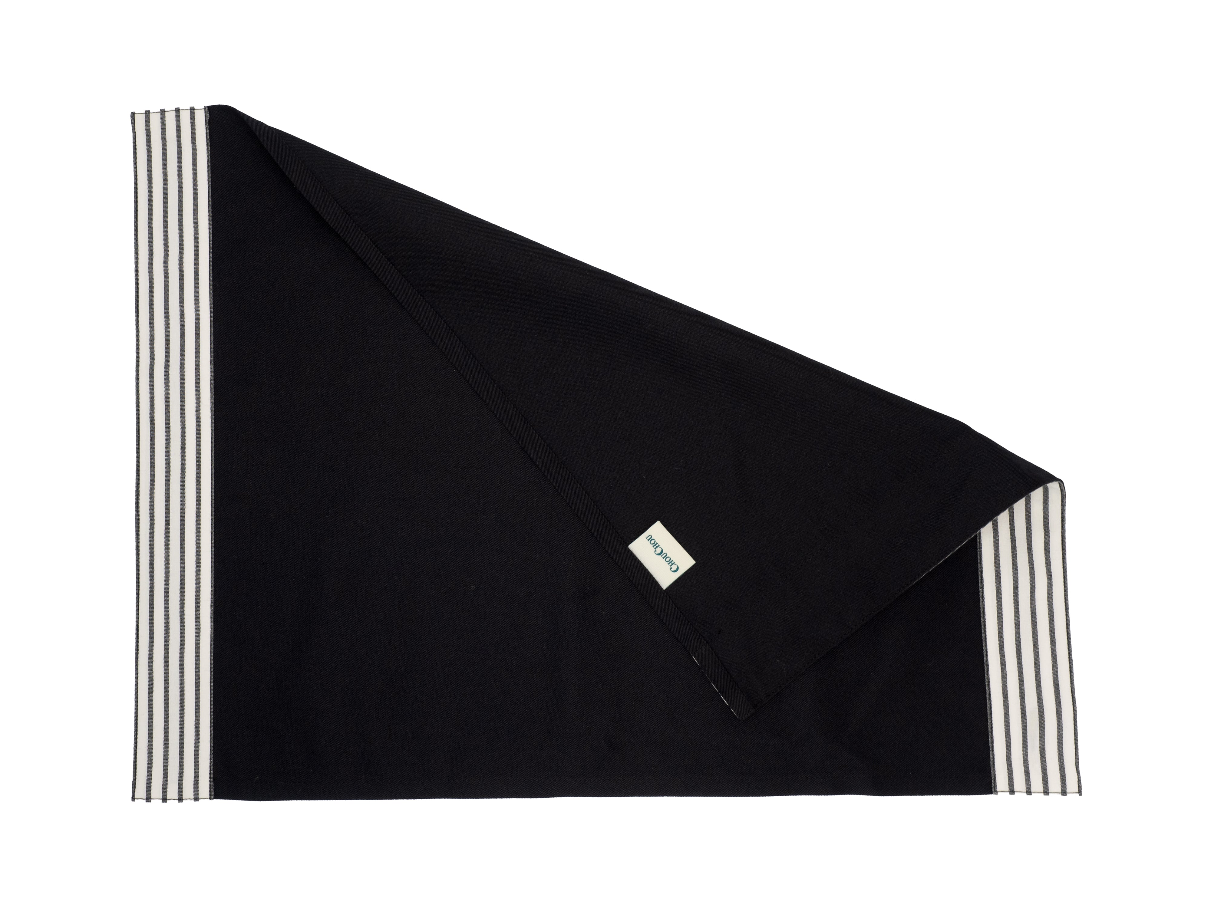 Premium quality black placemats with side stripes, set of 4, perfect for formal and casual dining settings.