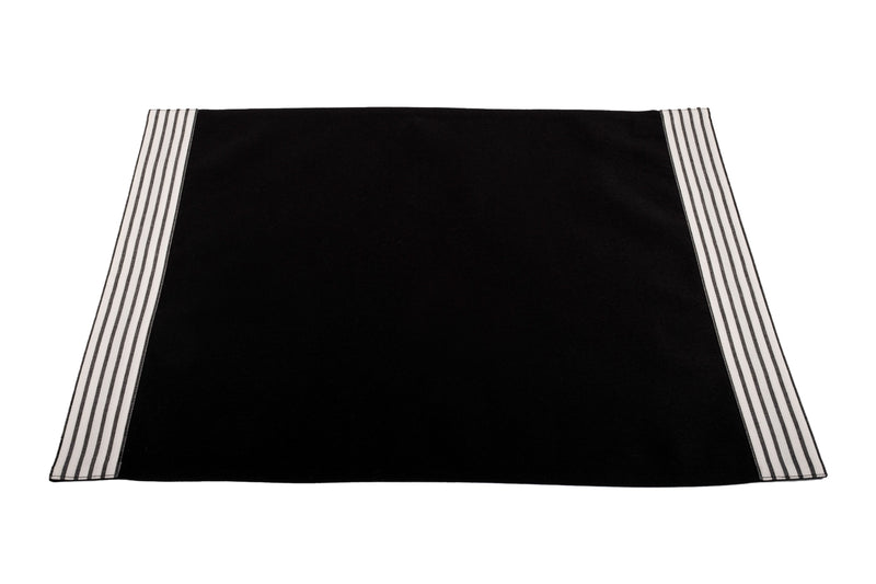 Black Placemats With Side Stripes, Set of 4